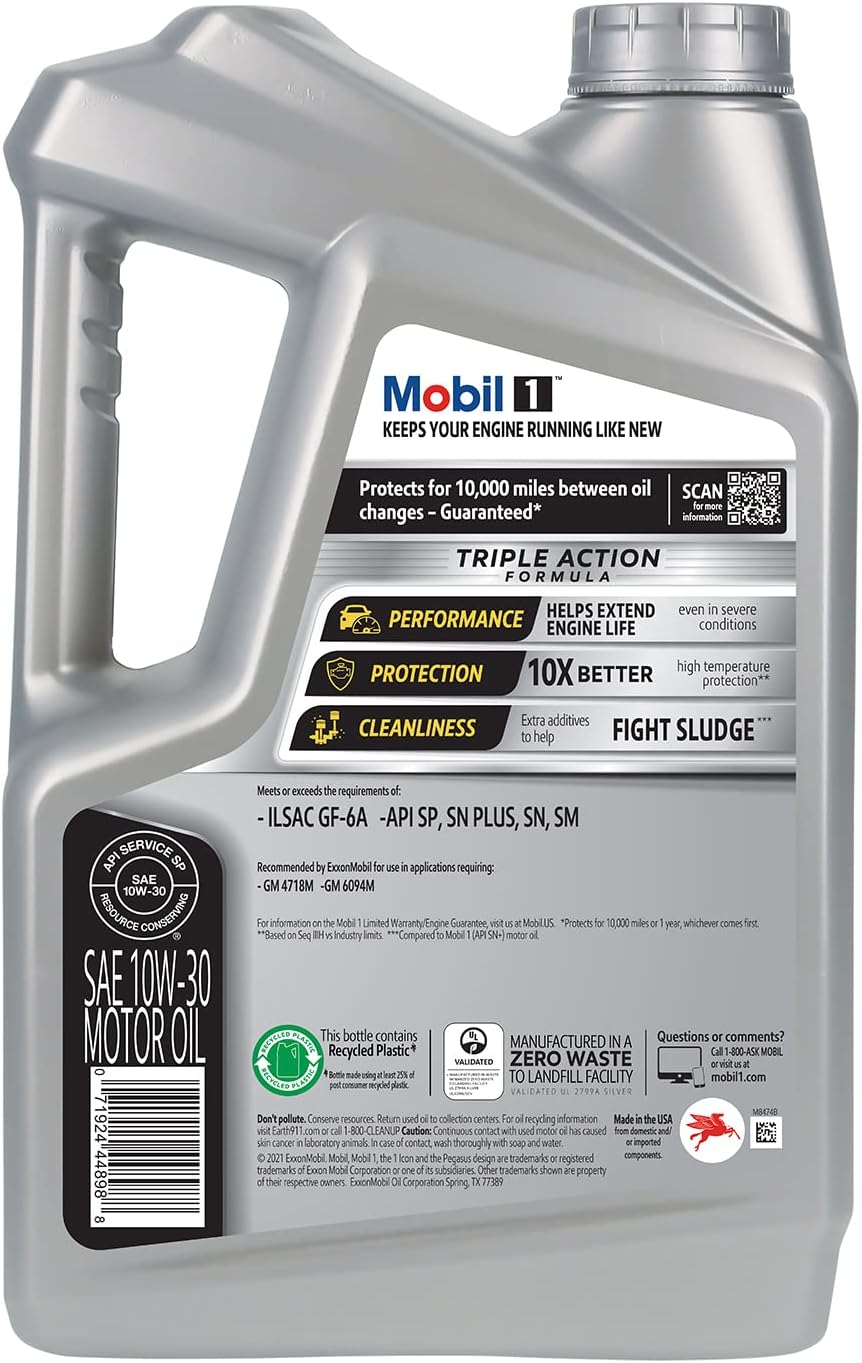 Mobil 1 SAE 10W30 Synthetic Oil 122326 5 Quarts