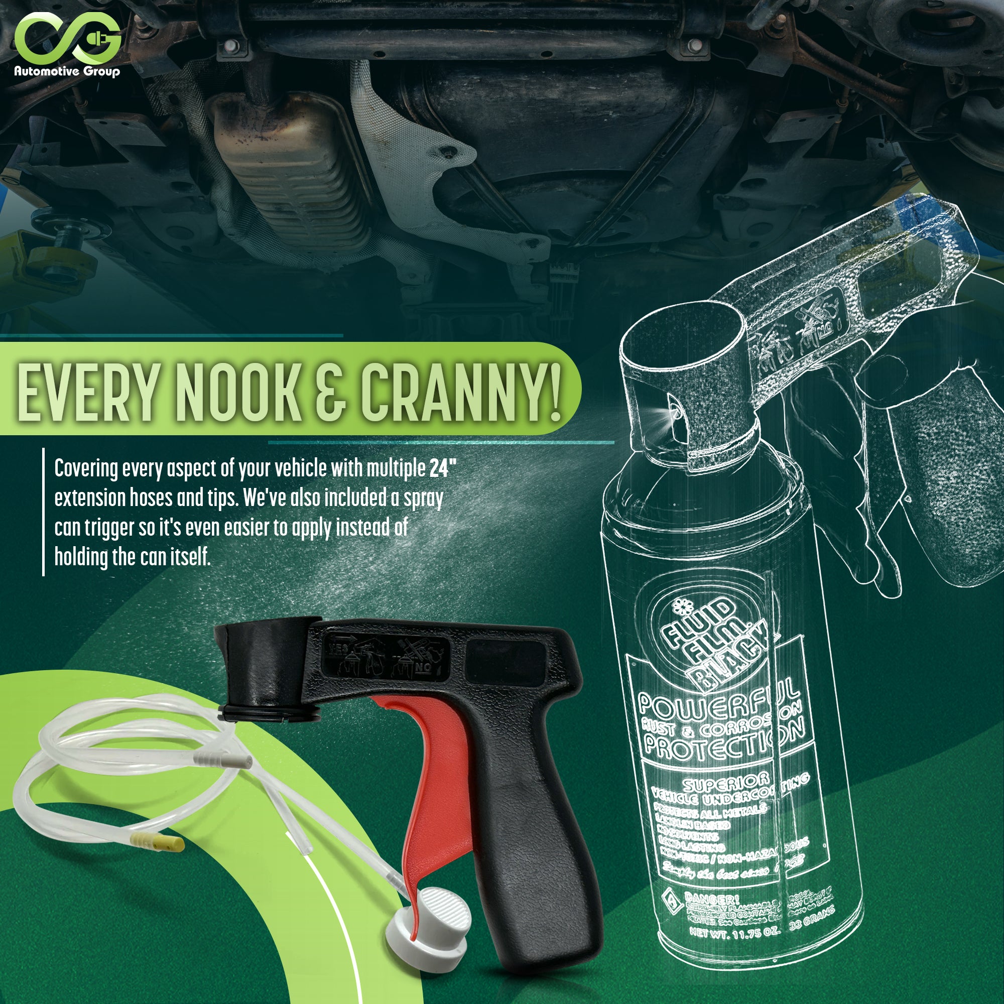 Fluid Film Black fluid film Converter Spray with Rust Remover Prevention and Inhibitor Properties for Metal Protection and Fluid Film Undercoating Kit Includes Complete DIY Car Rust Stopper kit Bundle