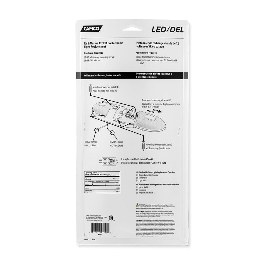 CAMCO LED DBL DOME LT 320LM CSA