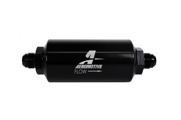 FILTER, IN-LINE, 100-M STAINLESS MESH ELEMENT, AN-08 MALE, BRIGHT-DIP BLACK, 2IN