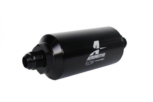 FILTER, IN-LINE, 100-M STAINLESS MESH ELEMENT, AN-08 MALE, BRIGHT-DIP BLACK, 2IN