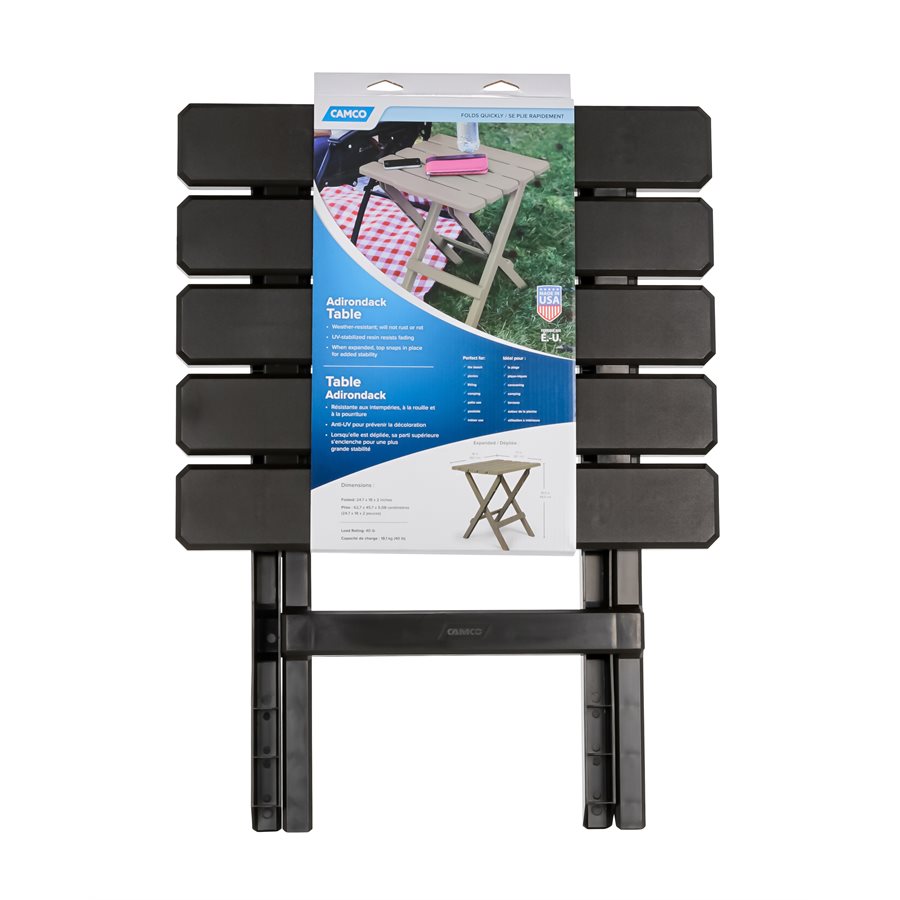 TABLE, ADIRONDACK STYLE QUICK FOLDING, PLASTIC, LG, MOCHA