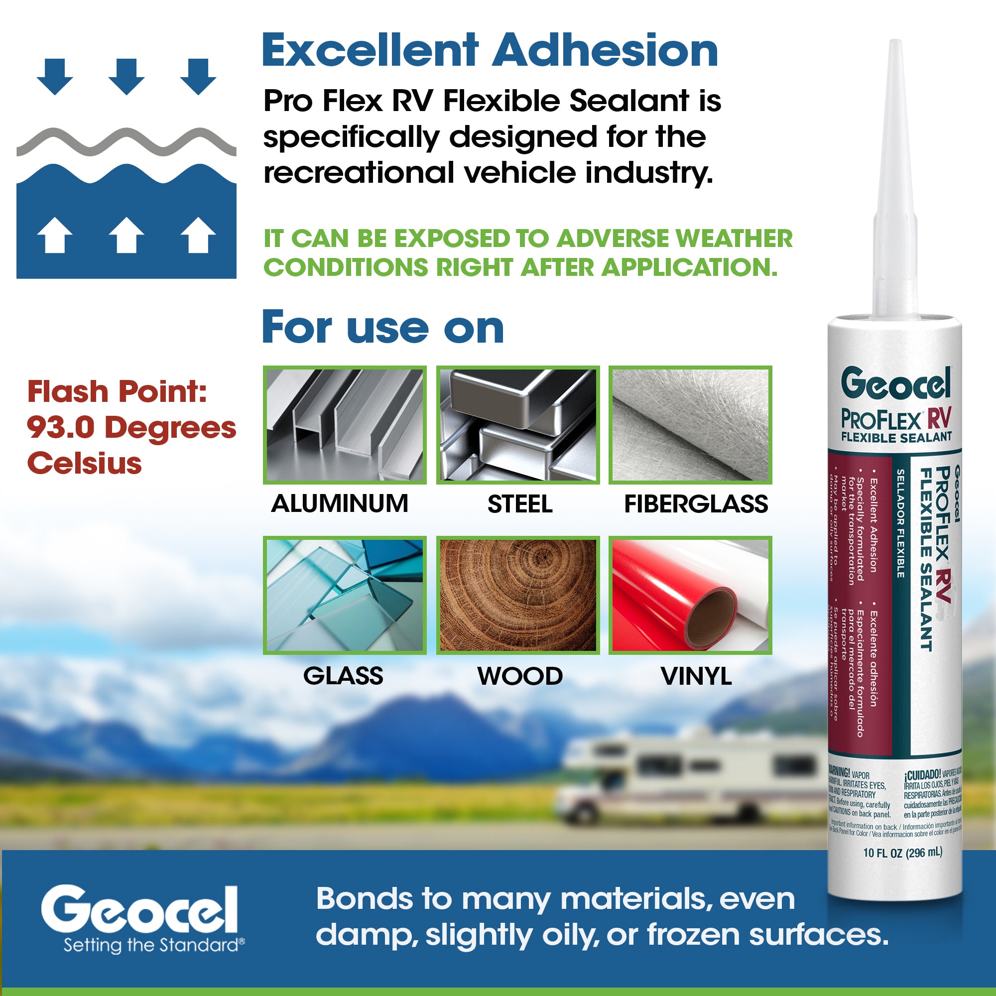 Geocel Proflex RV Sealant Clear - Self-Leveling RV Roof Sealant and Caulking - Camper Roof Sealant - Durable Lap Sealant for RV Roofs - Pack of 3 with Biodegradable Gloves Bundle (28100 2023 Version)