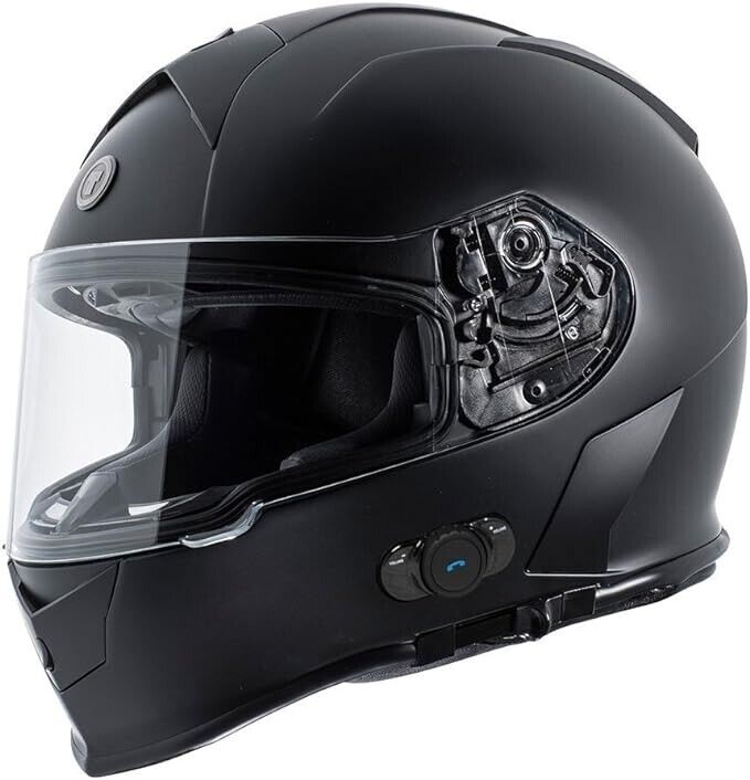 Torc T14B Bluetooth Integrated Mako Full Face Helmet Large - Flag Flat Black