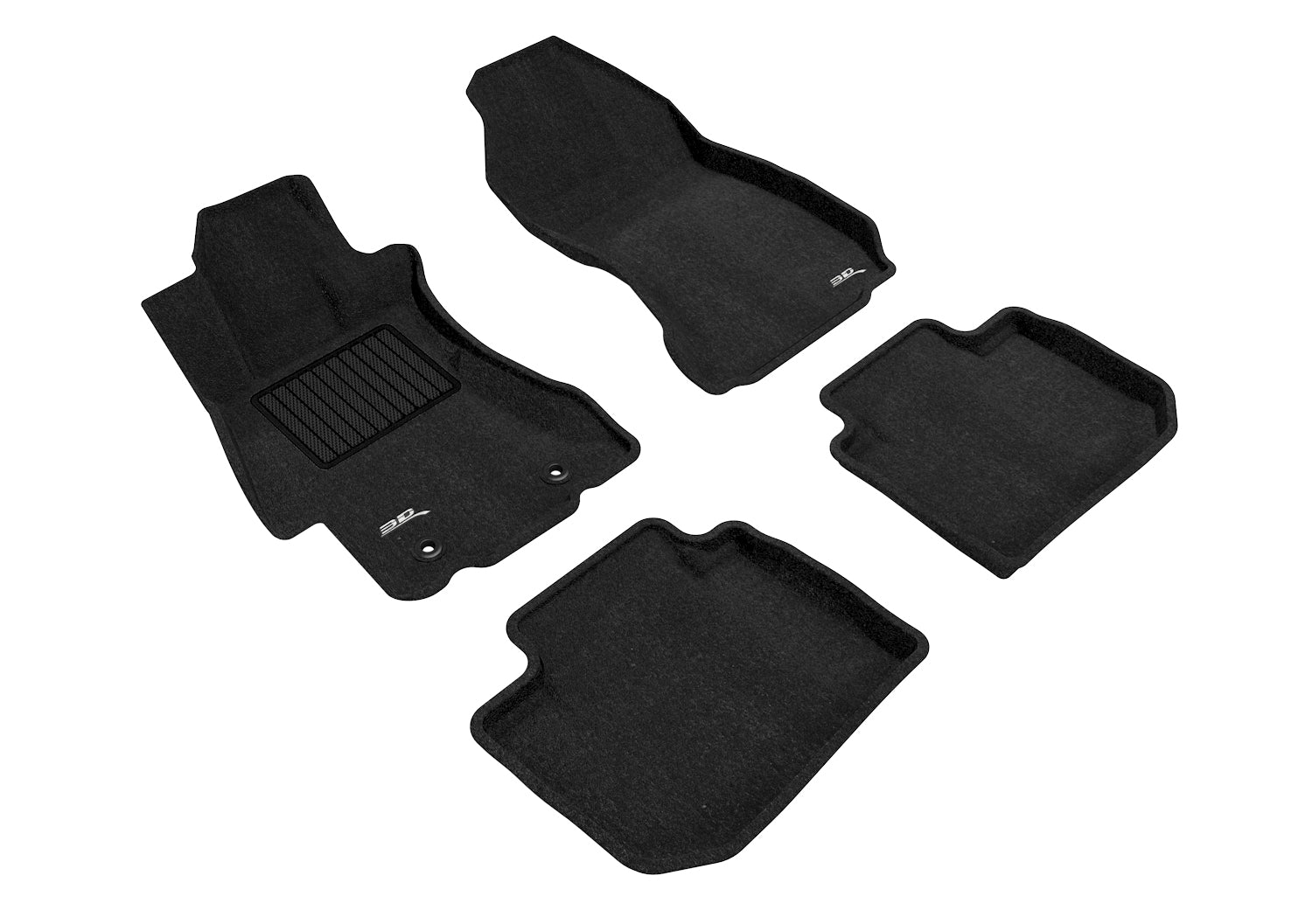 3D ELEGANT FLOOR MAT 2 ROW SET BLCK