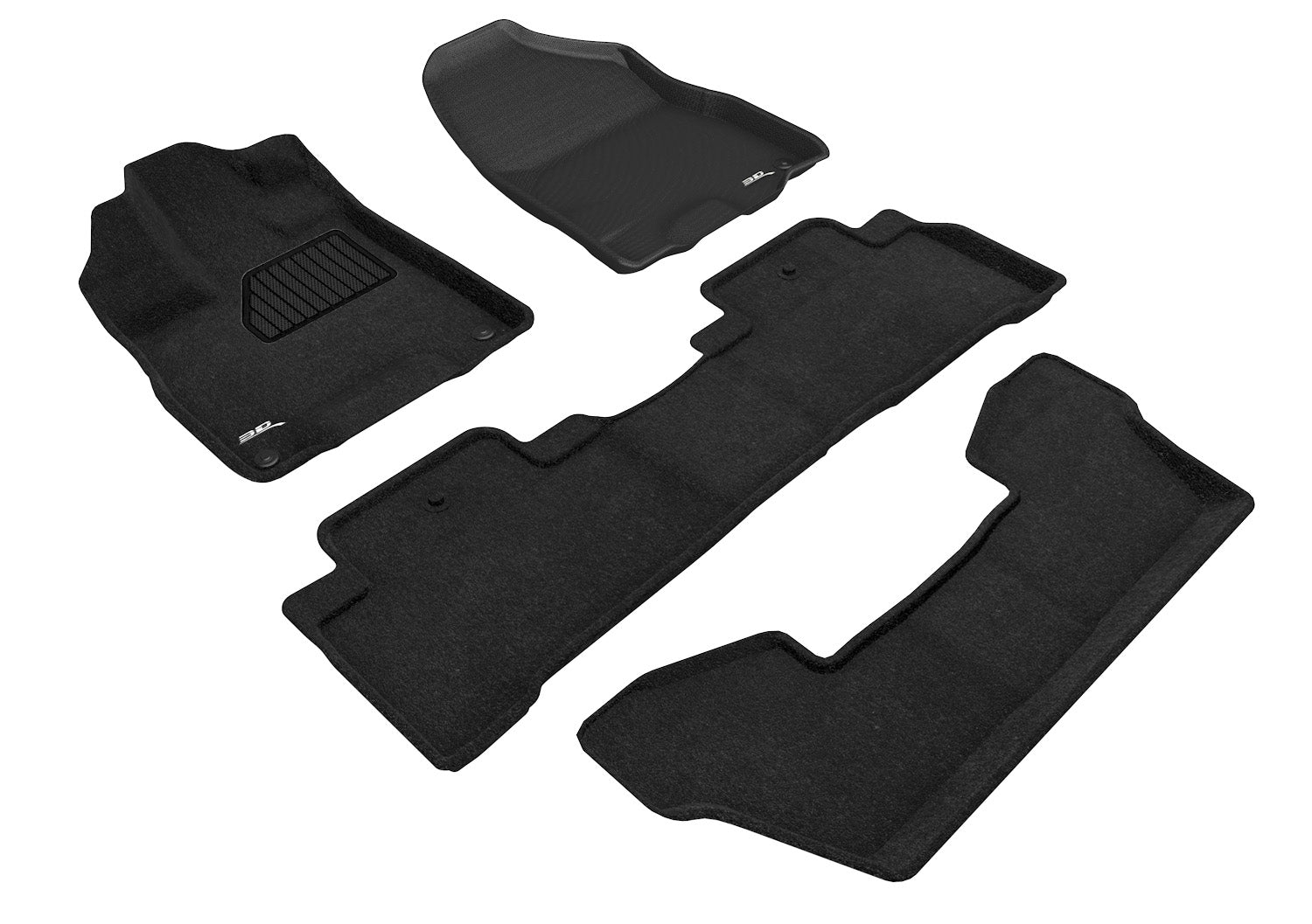 3D ELEGANT FLOOR MAT 3 ROW SET BLCK