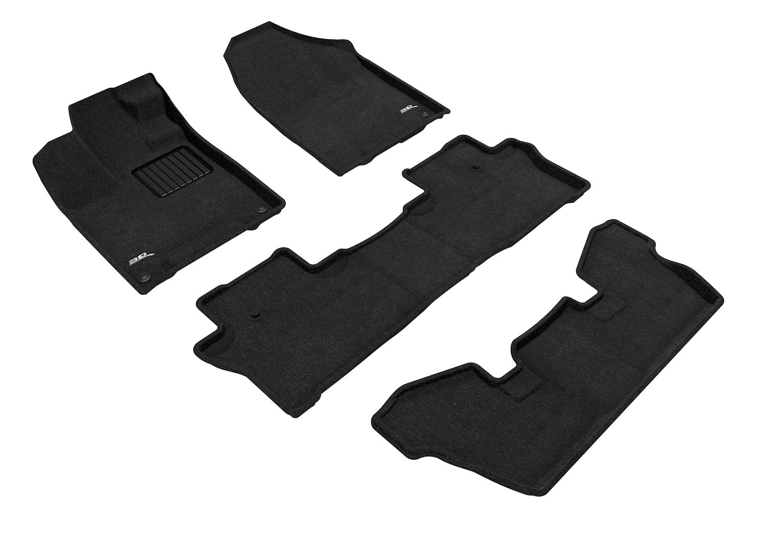 3D ELEGANT FLOOR MAT 3 ROW SET BLCK
