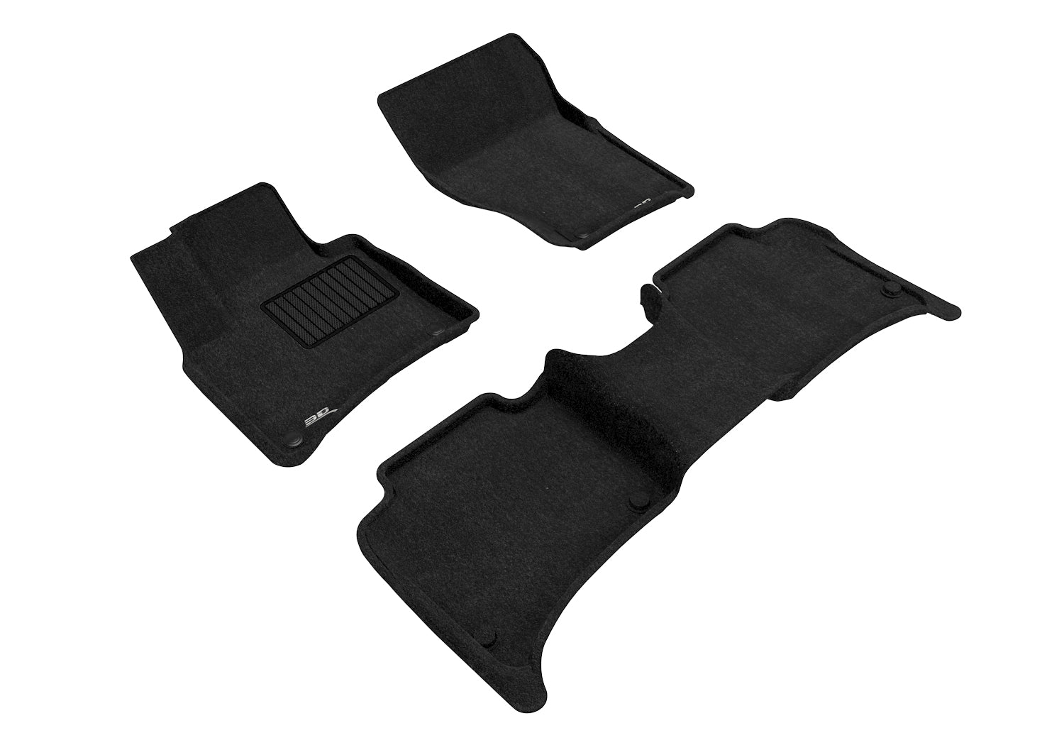 3D ELEGANT FLOOR MAT 2 ROW SET BLCK