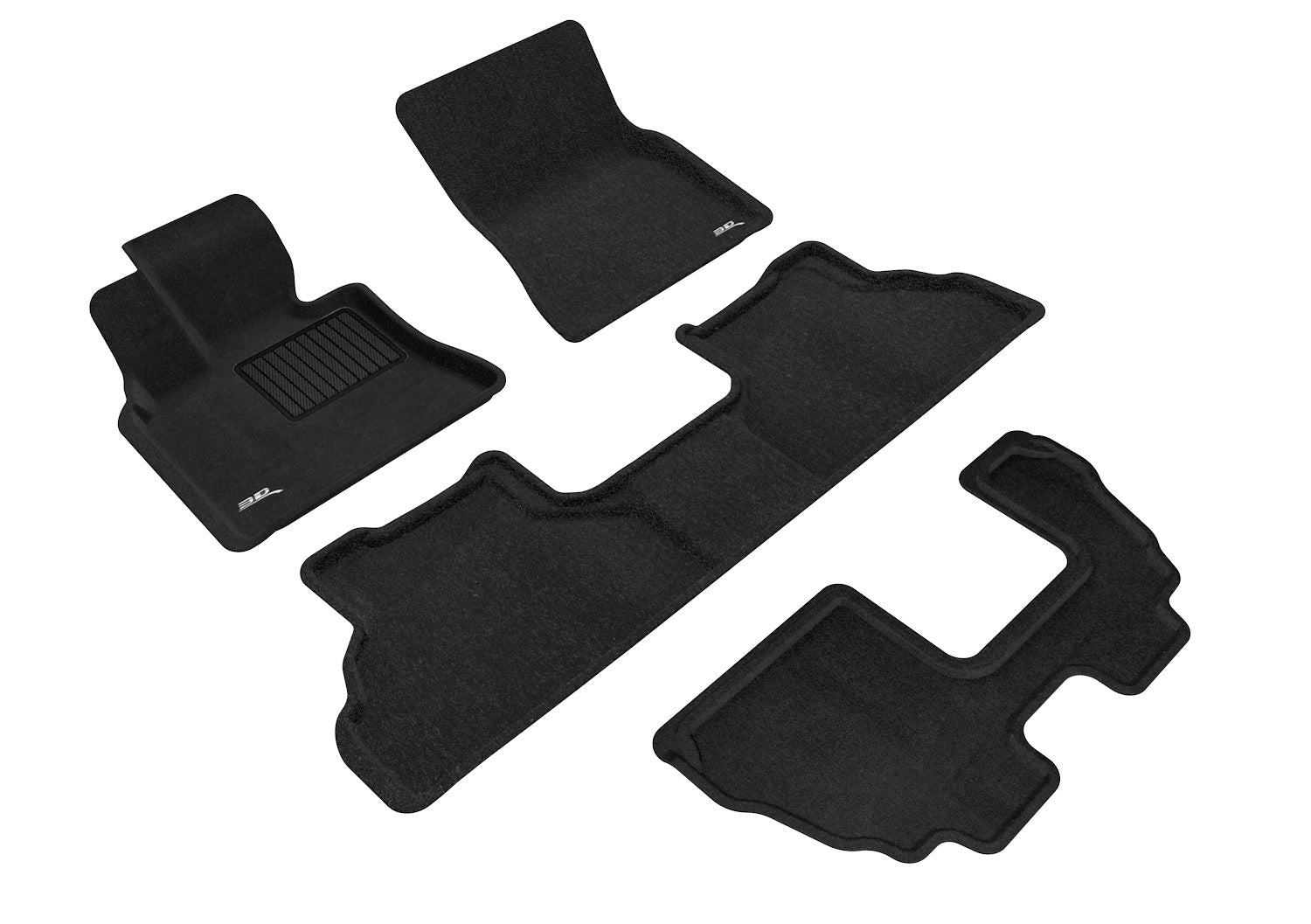 3D ELEGANT FLOOR MAT 3 ROW SET BLCK