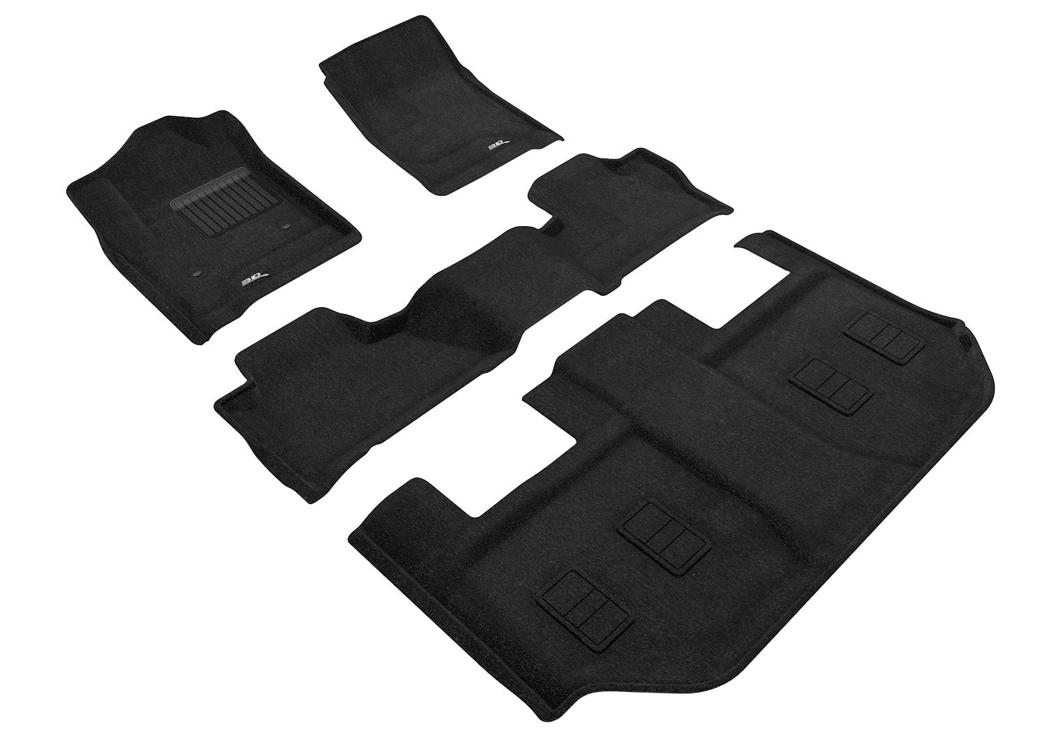 3D ELEGANT FLOOR MAT 3 ROW SET BLCK
