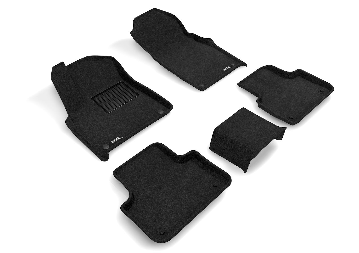 3D ELEGANT FLOOR MAT 2 ROW SET BLCK