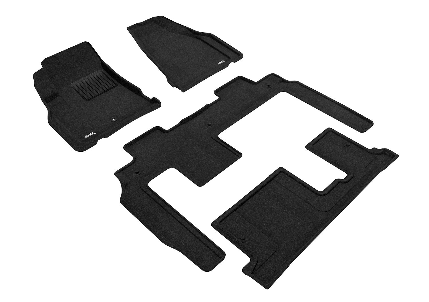 3D ELEGANT FLOOR MAT 3 ROW SET BLCK