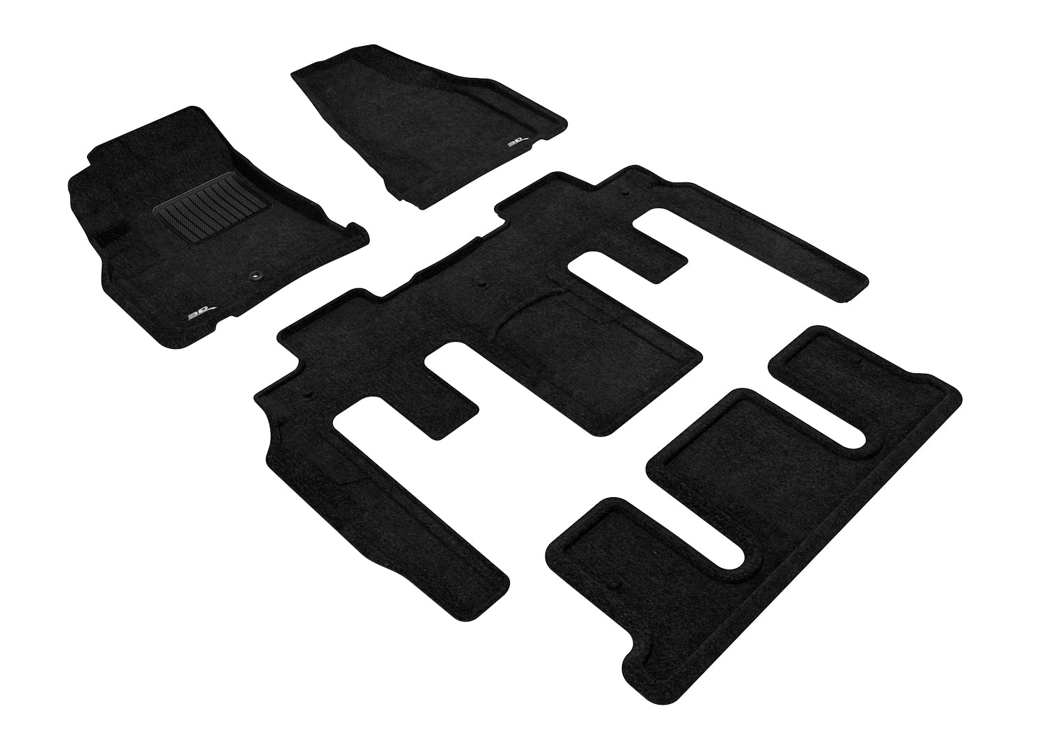 3D ELEGANT FLOOR MAT 3 ROW SET BLCK