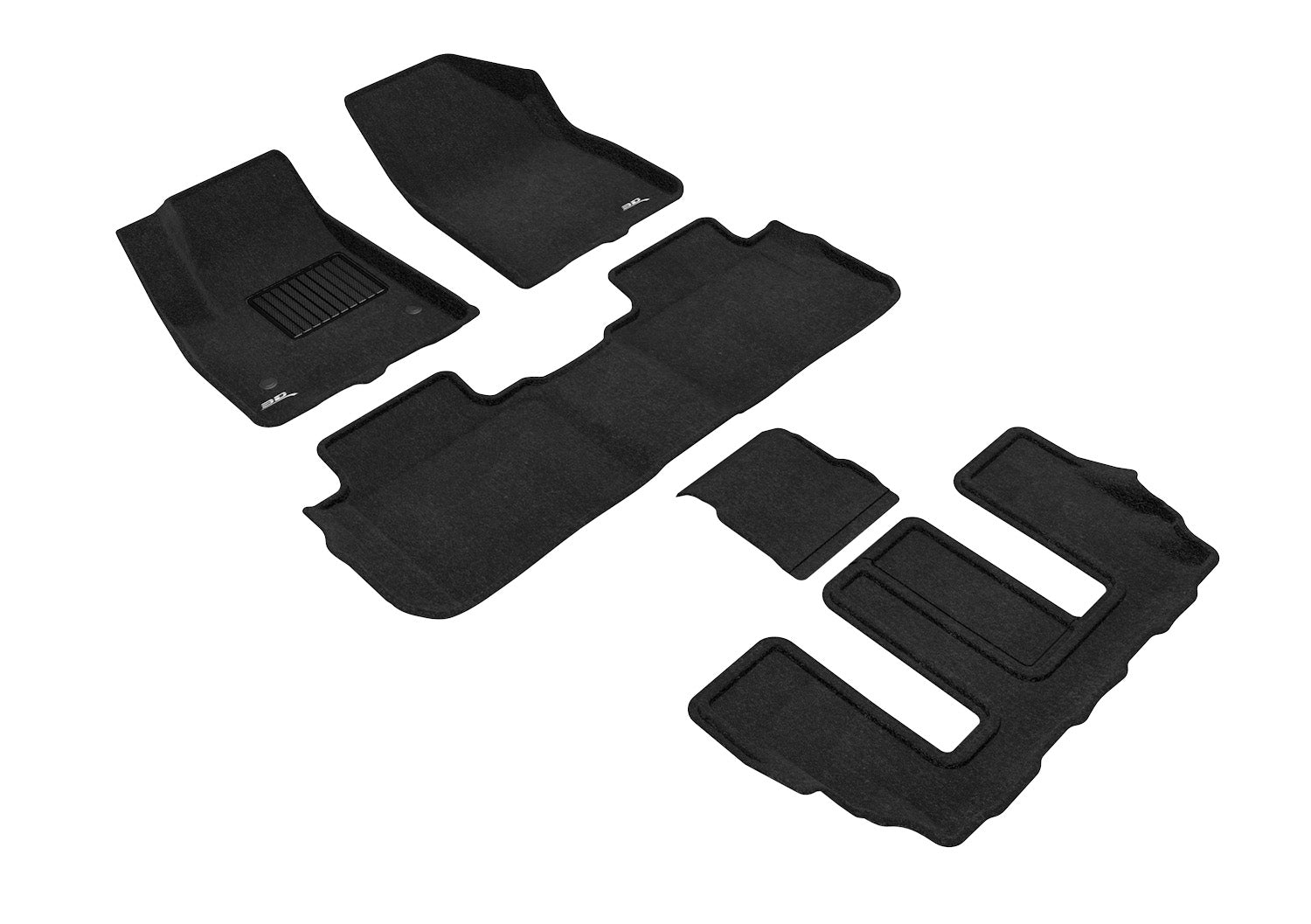3D ELEGANT FLOOR MAT 3 ROW SET BLCK