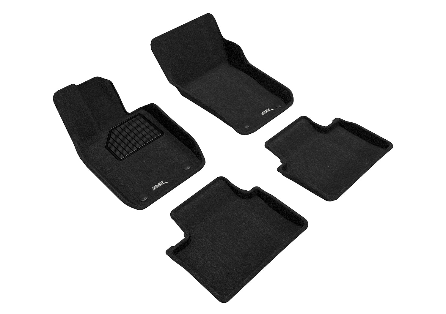3D ELEGANT FLOOR MAT 2 ROW SET BLCK