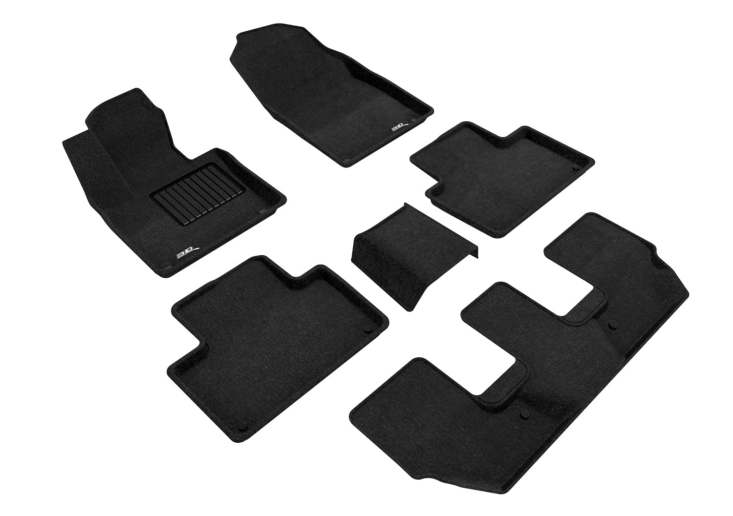 3D ELEGANT FLOOR MAT 3 ROW SET BLCK
