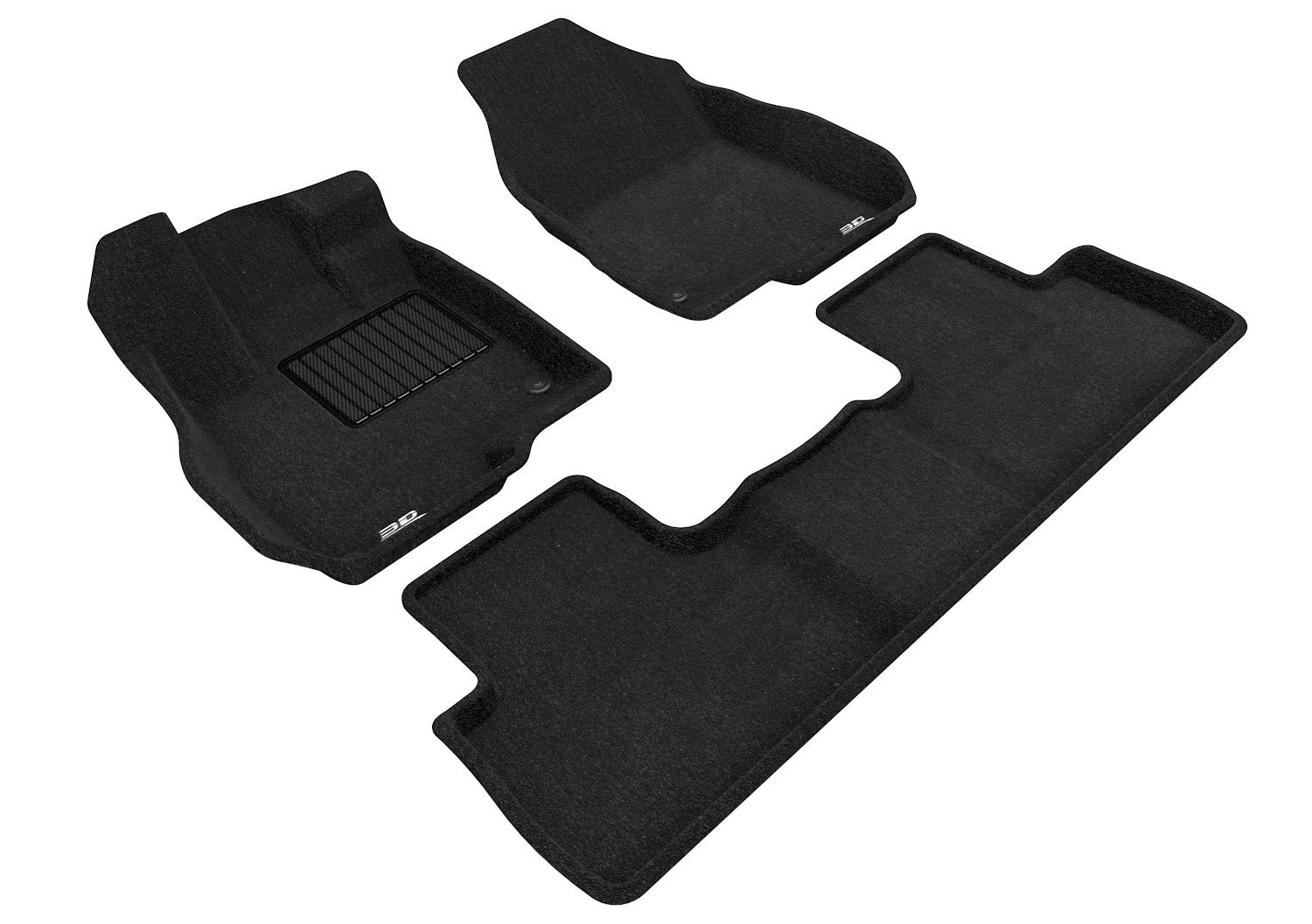 3D ELEGANT FLOOR MAT 2 ROW SET BLCK