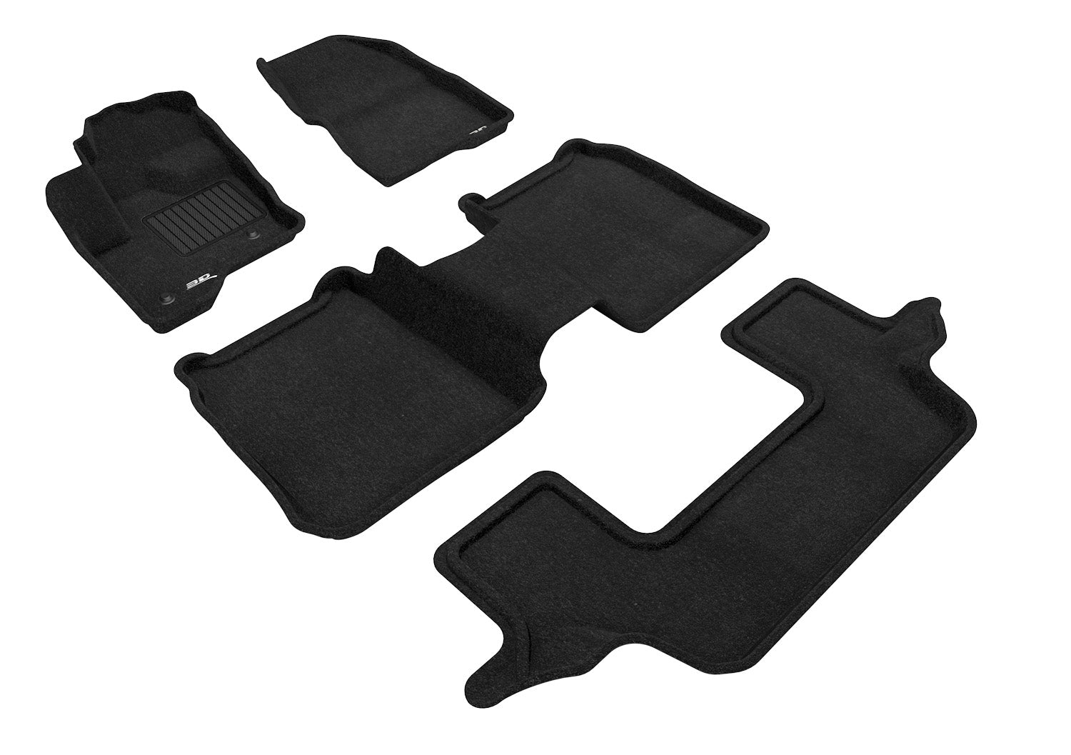 3D ELEGANT FLOOR MAT 3 ROW SET BLCK