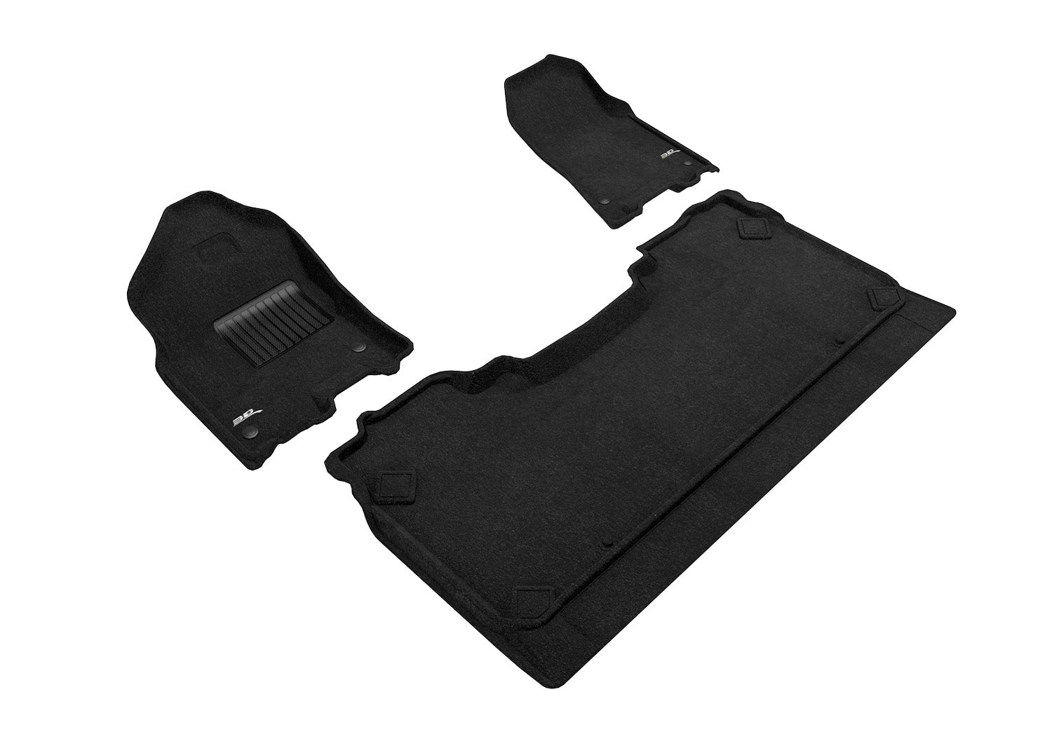 3D ELEGANT FLOOR MAT 2 ROW SET BLCK