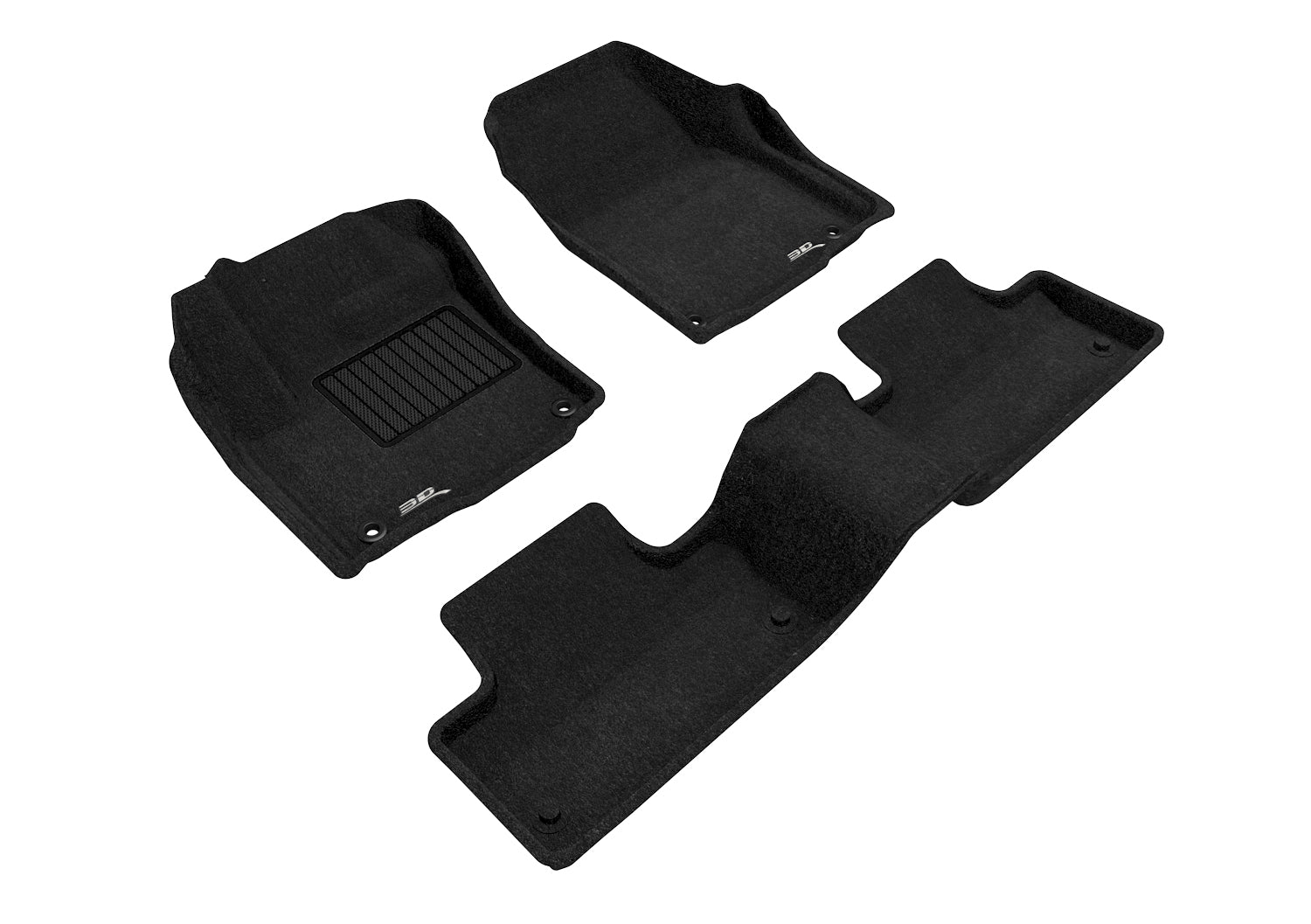 3D ELEGANT FLOOR MAT 2 ROW SET BLCK