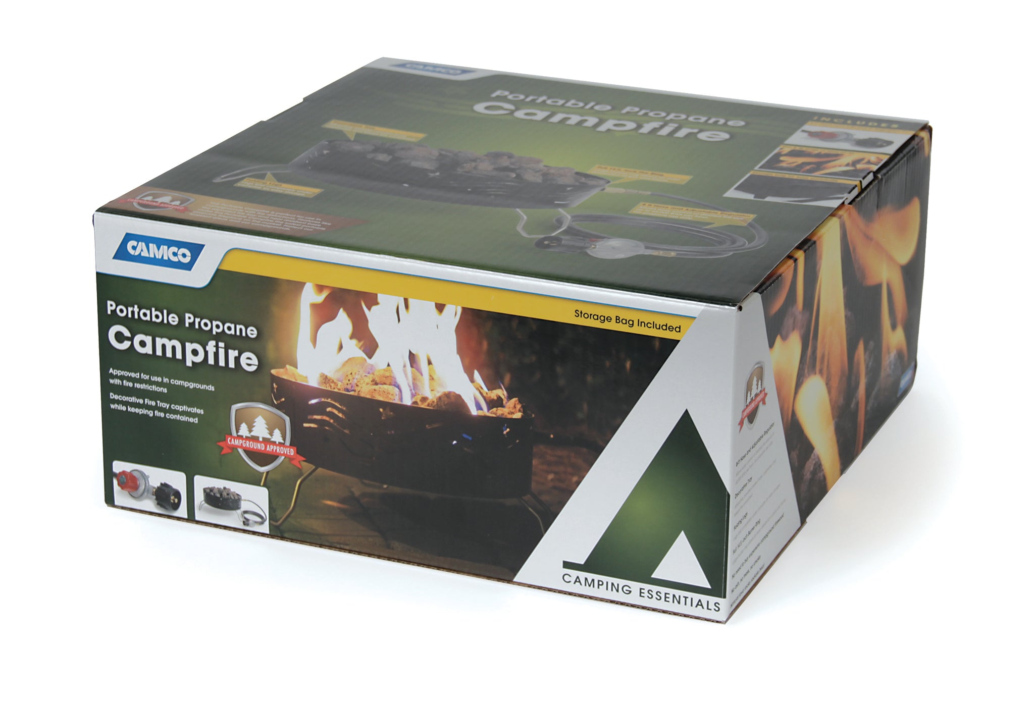 CAMCO 58041 CAMPFIRE, PORTABLE, W/ 8FT HOSE AND REGULATOR, 14.5IN DIA