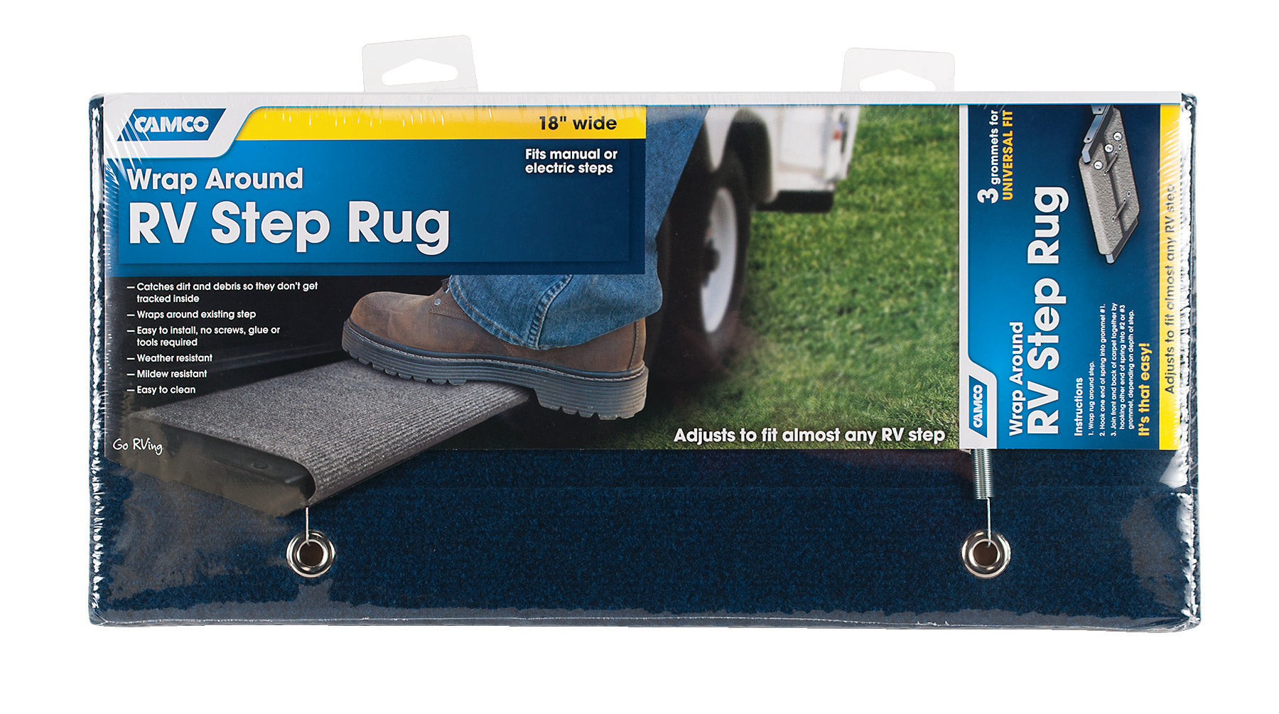 Camco 42924 STEP RUG REGULAR BLUE