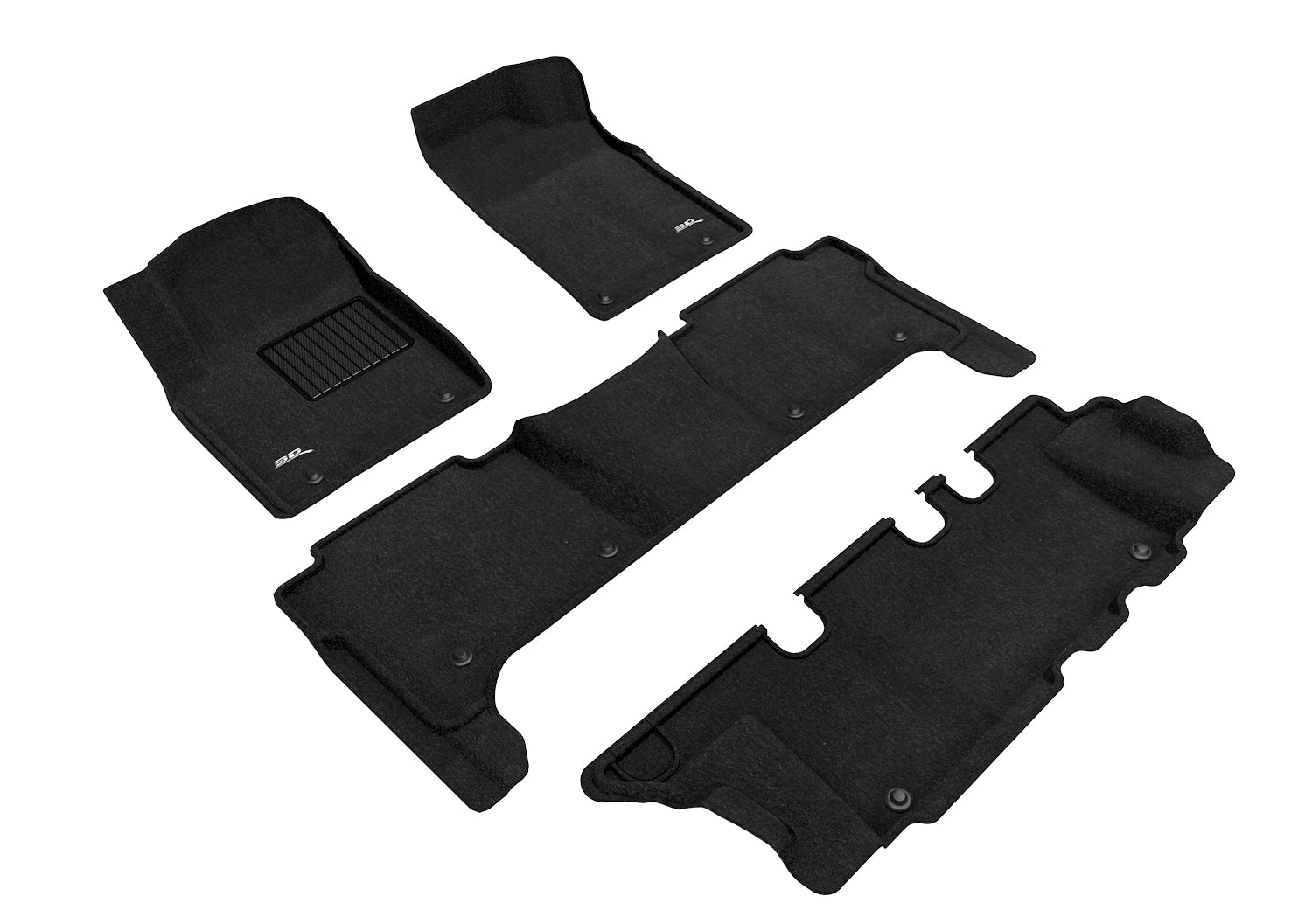 3D ELEGANT FLOOR MAT 3 ROW SET BLCK
