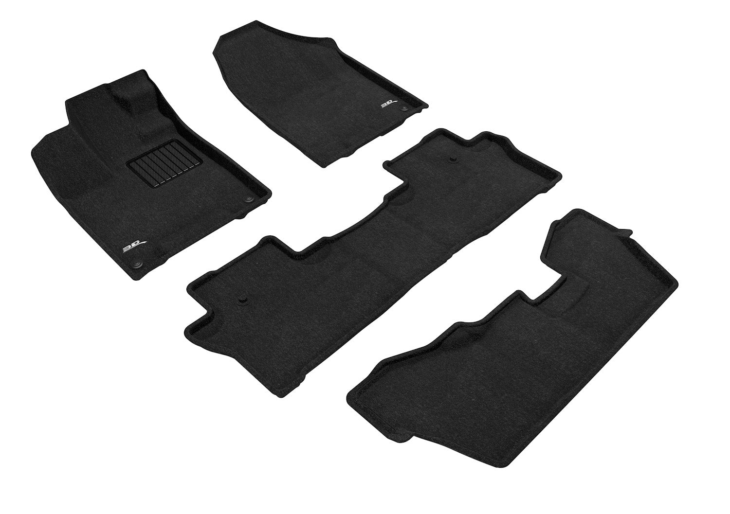 3D ELEGANT FLOOR MAT 3 ROW SET BLCK