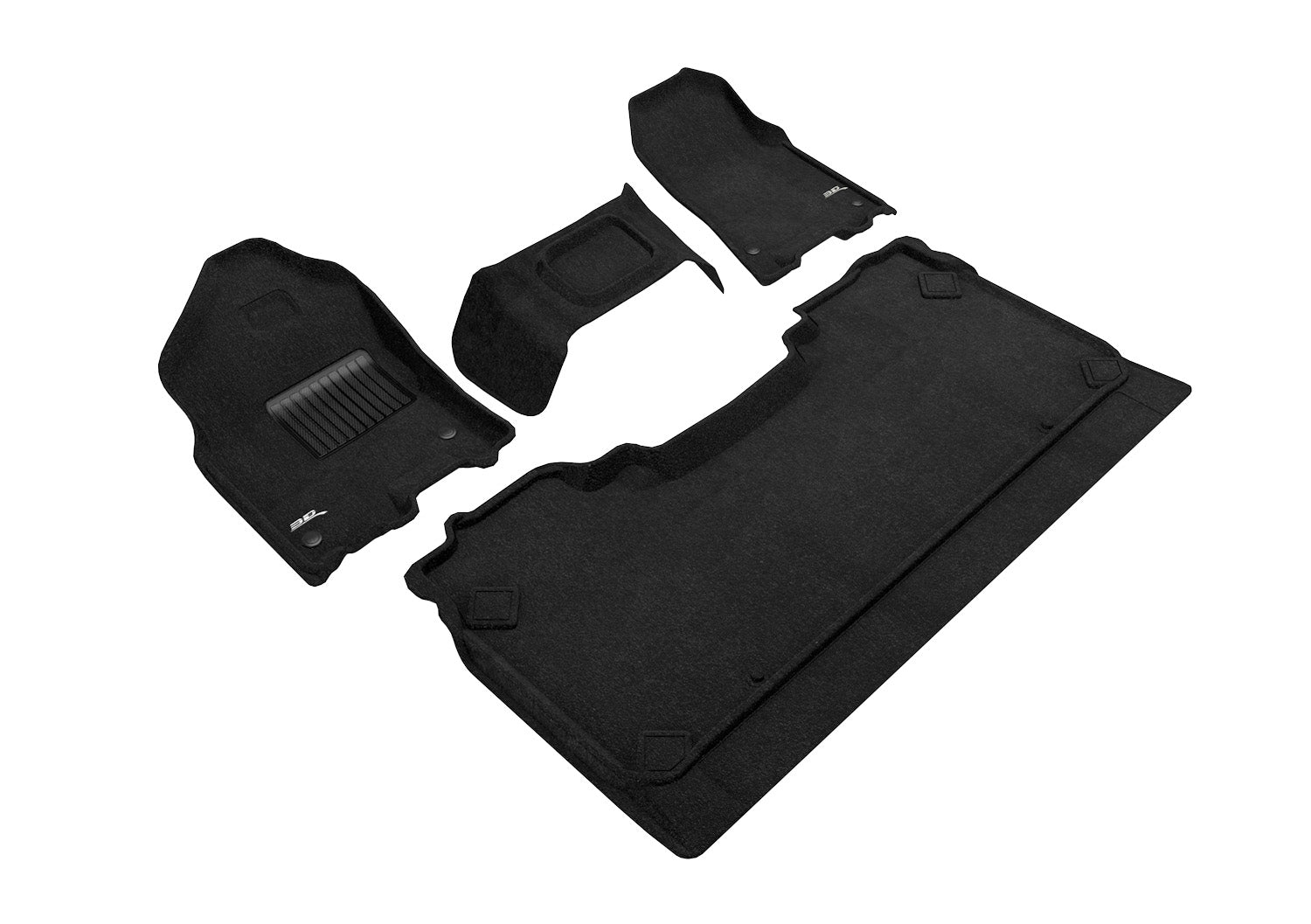 3D ELEGANT FLOOR MAT 2 ROW SET BLCK