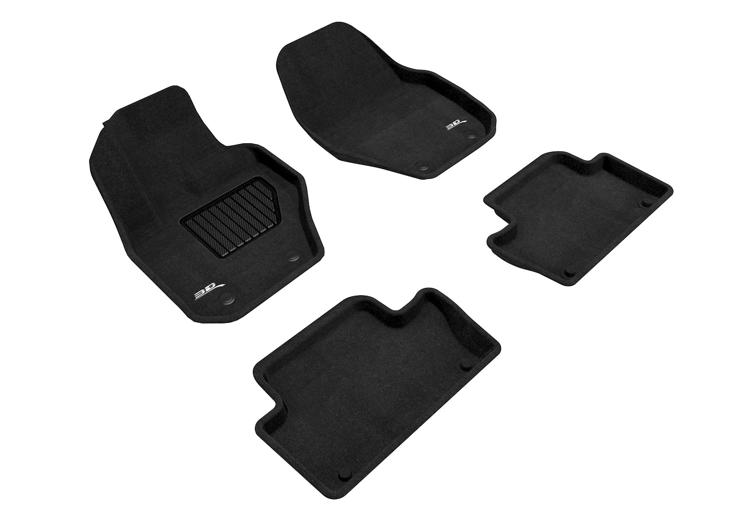 3D ELEGANT FLOOR MAT 2 ROW SET BLCK