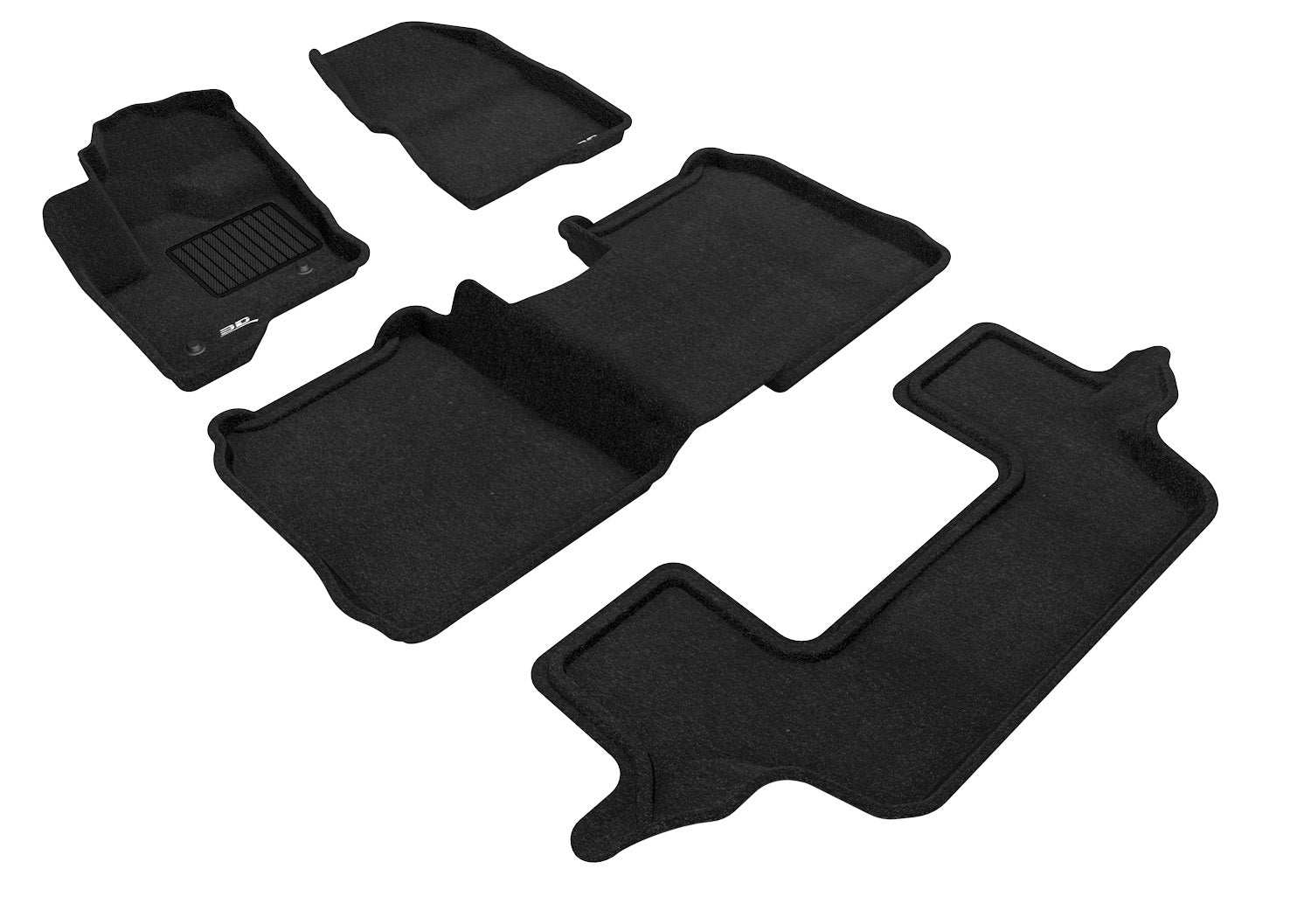 3D ELEGANT FLOOR MAT 3 ROW SET BLCK