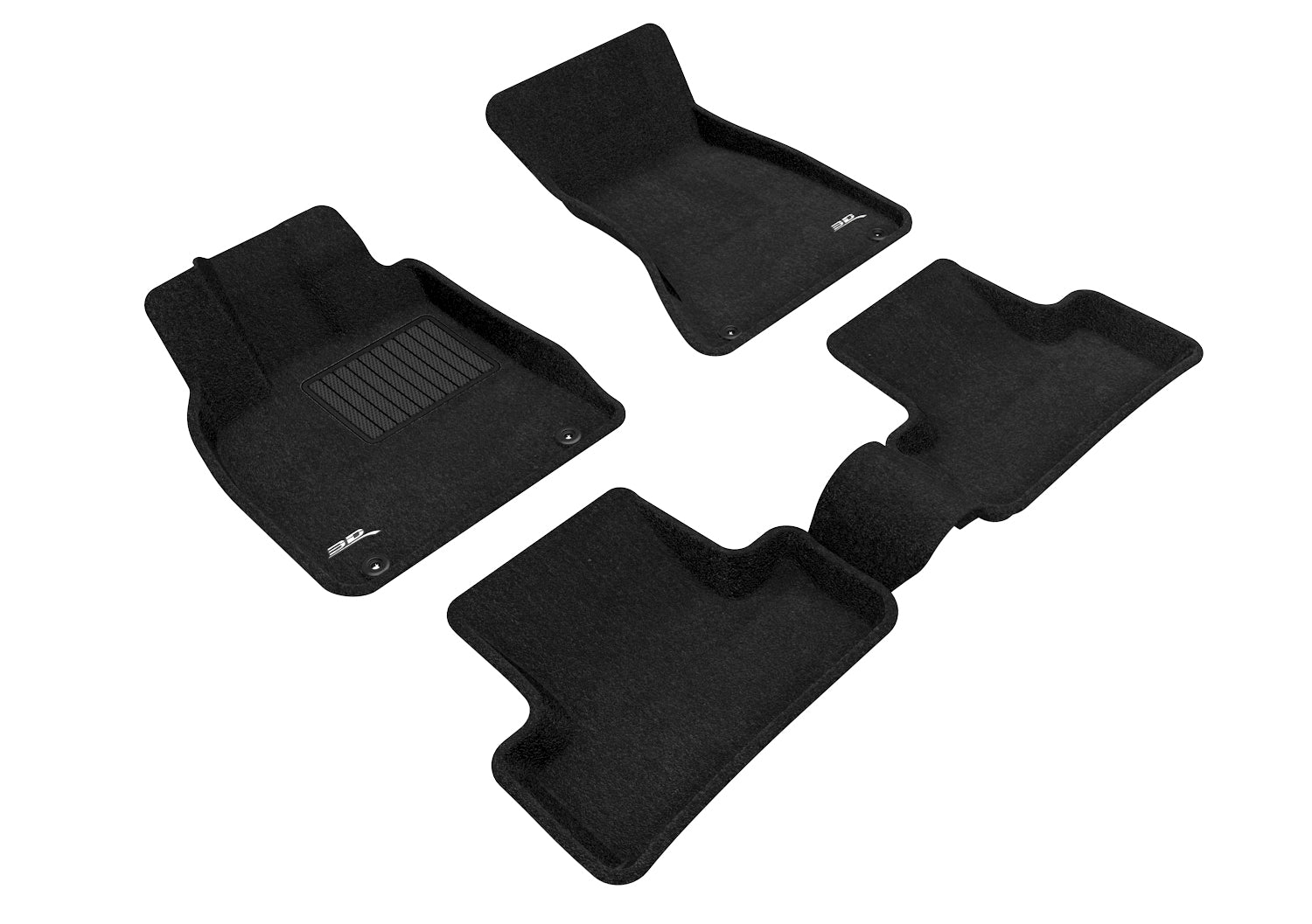 3D ELEGANT FLOOR MAT 2 ROW SET BLCK