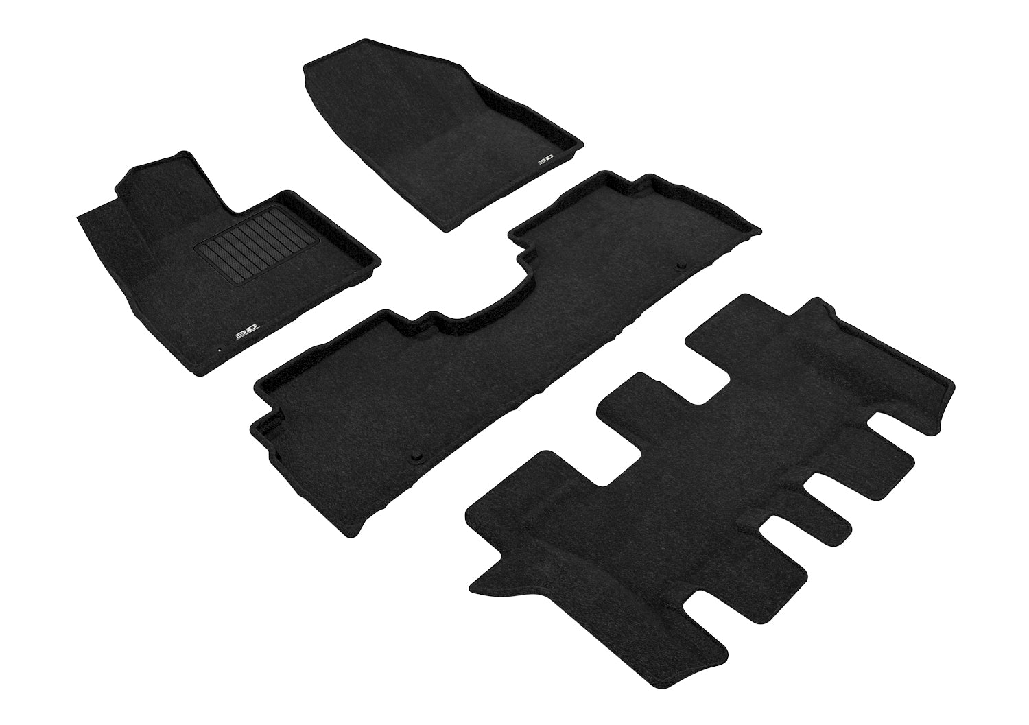 3D ELEGANT FLOOR MAT 3 ROW SET BLCK