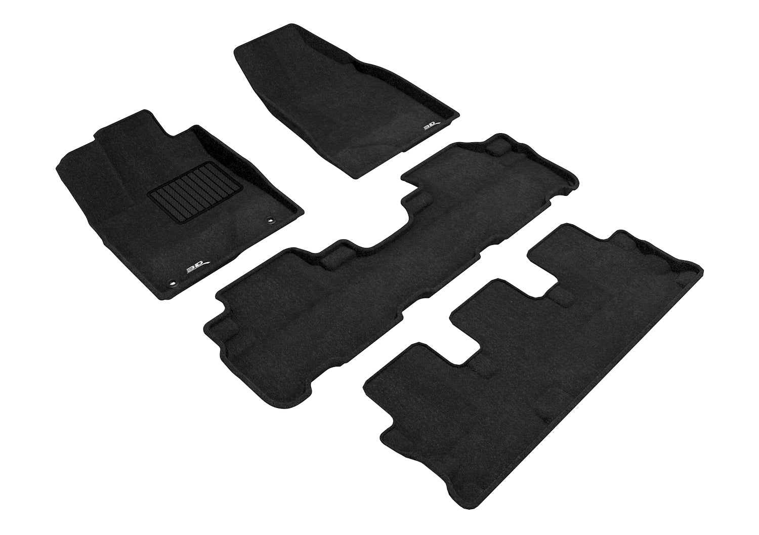 3D ELEGANT FLOOR MAT 3 ROW SET BLCK