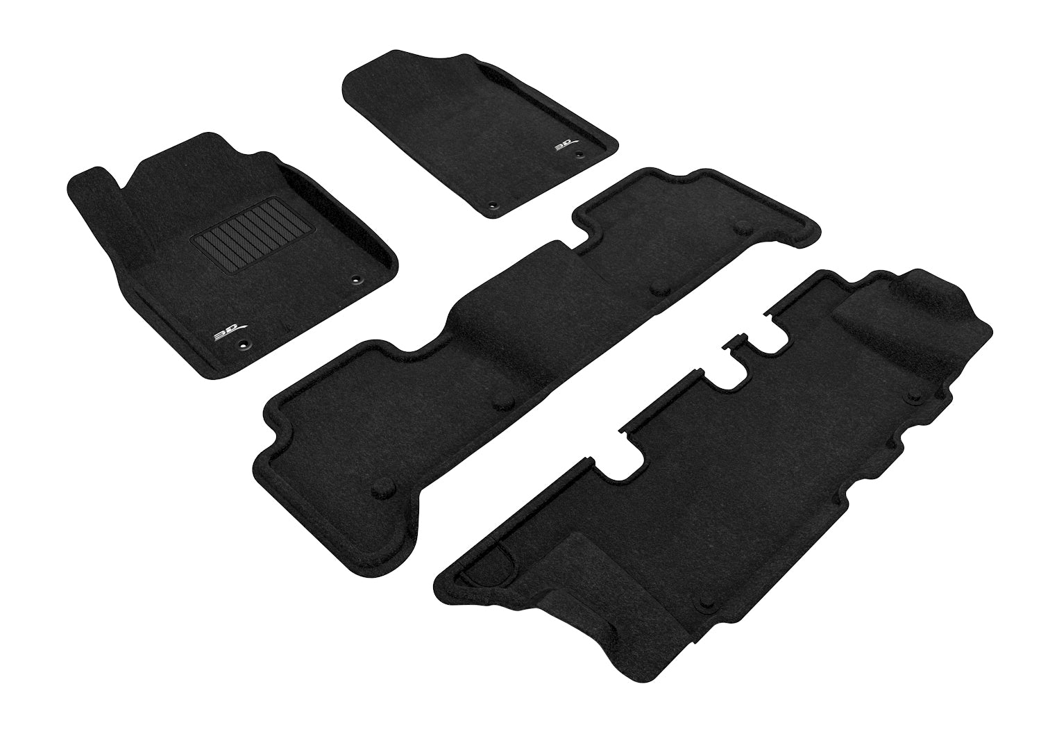 3D ELEGANT FLOOR MAT 3 ROW SET BLCK