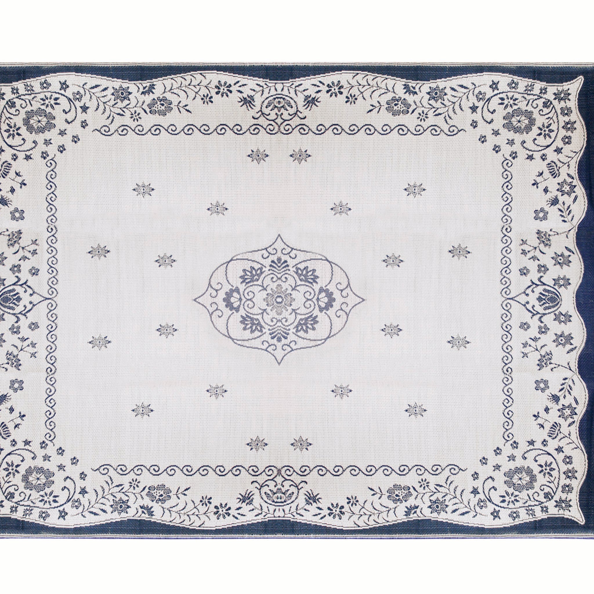 OUTDOOR MAT, 9FT X 12FT, BLUE ORIENTAL, W/UV