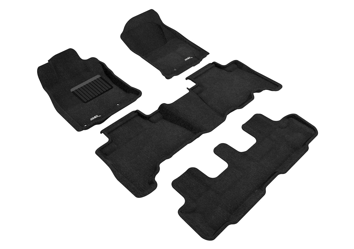 3D ELEGANT FLOOR MAT 3 ROW SET BLCK