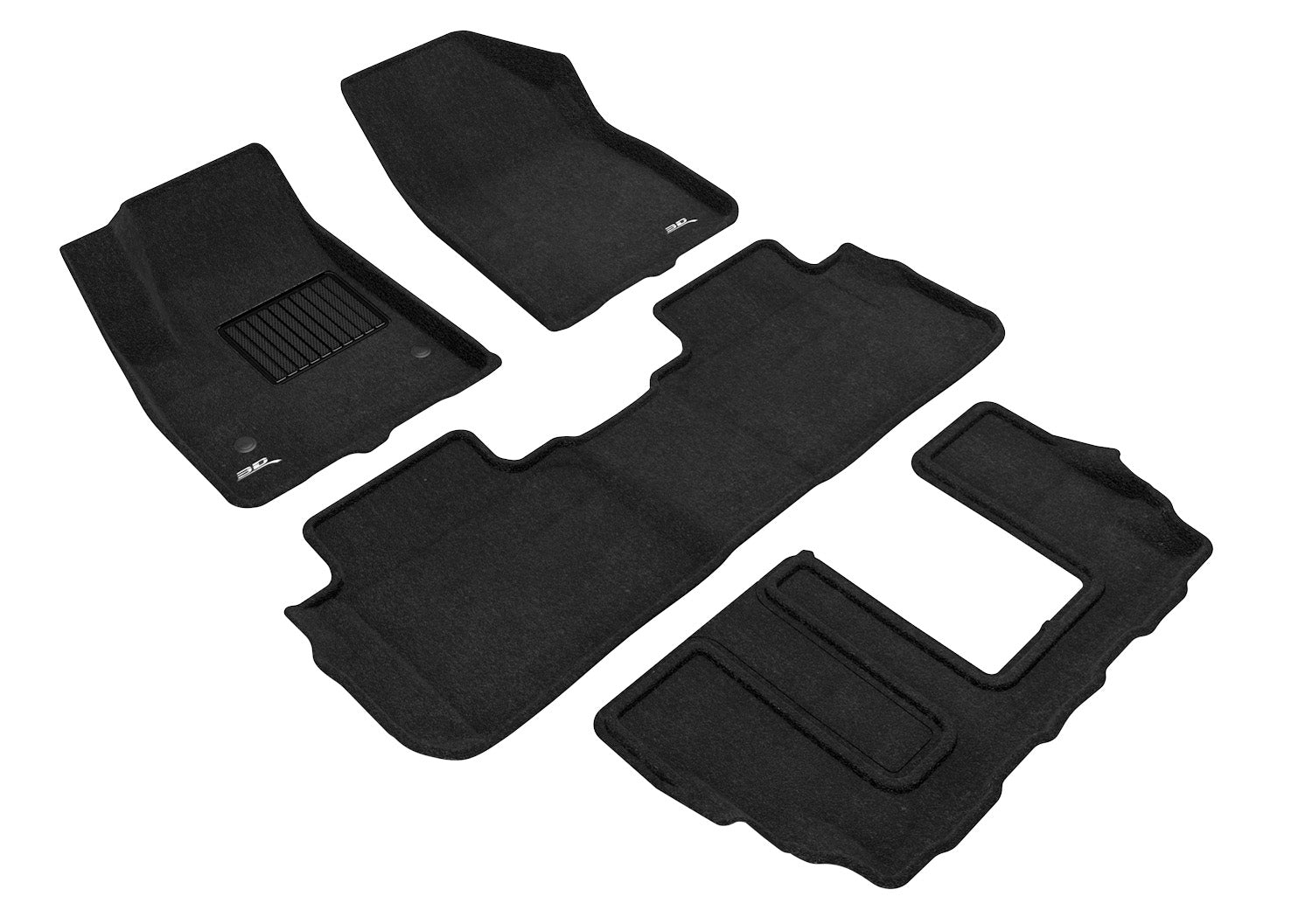 3D ELEGANT FLOOR MAT 3 ROW SET BLCK