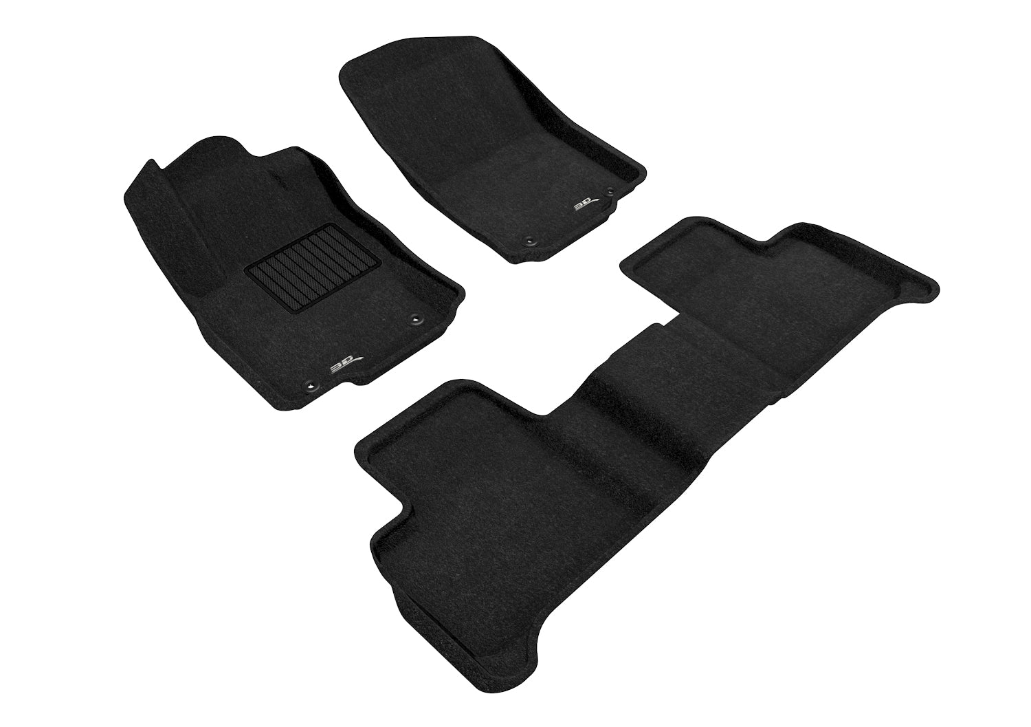 3D ELEGANT FLOOR MAT 2 ROW SET BLCK
