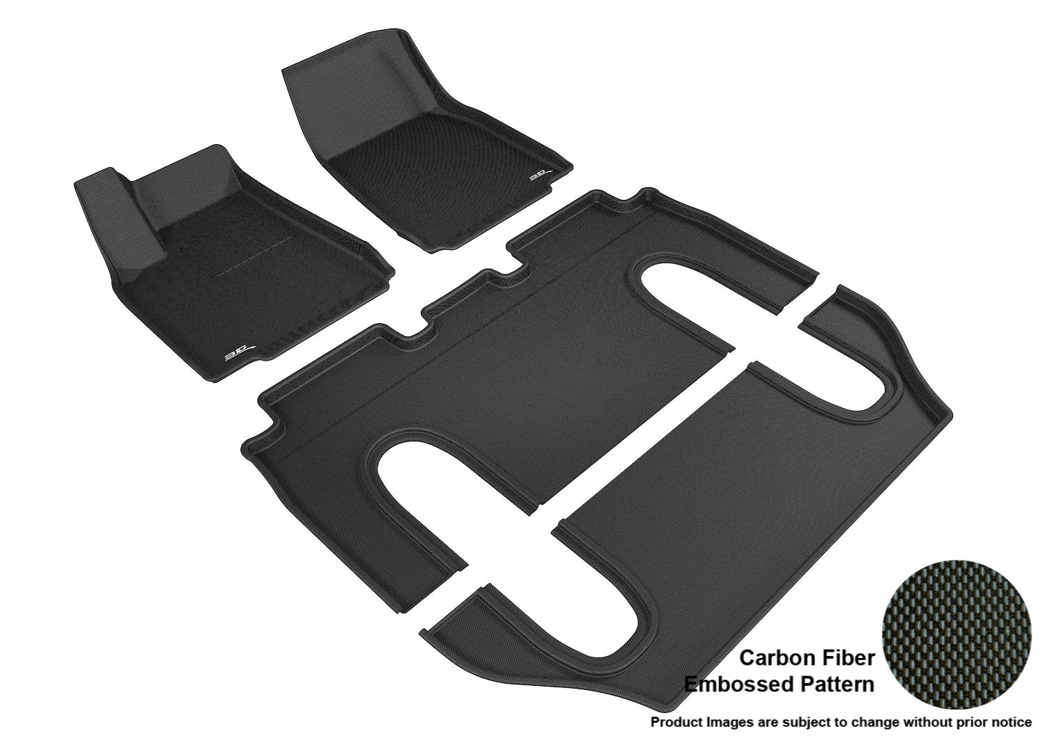 3D KAGU FLOOR MAT 3 ROW SET BLACK