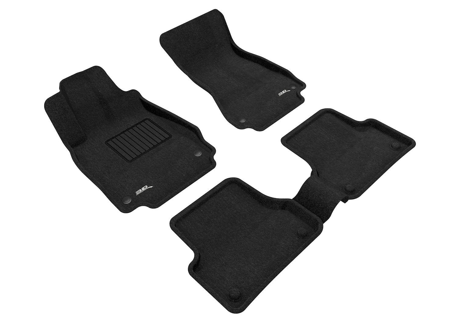 3D ELEGANT FLOOR MAT 2 ROW SET BLCK