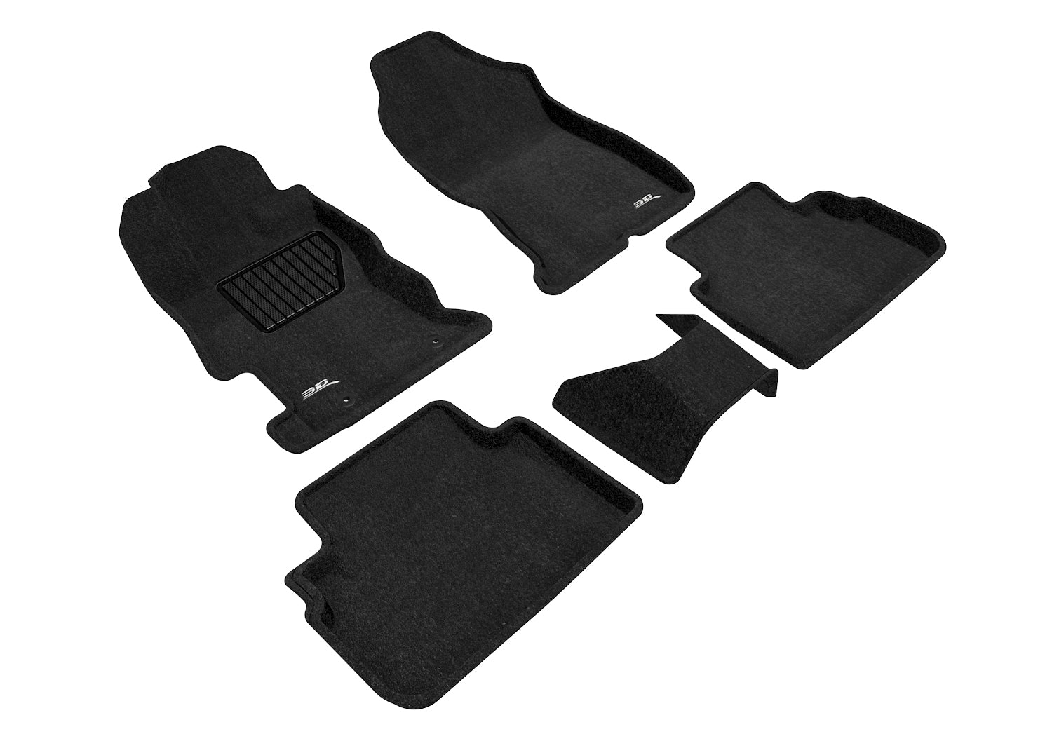 3D ELEGANT FLOOR MAT 2 ROW SET BLCK