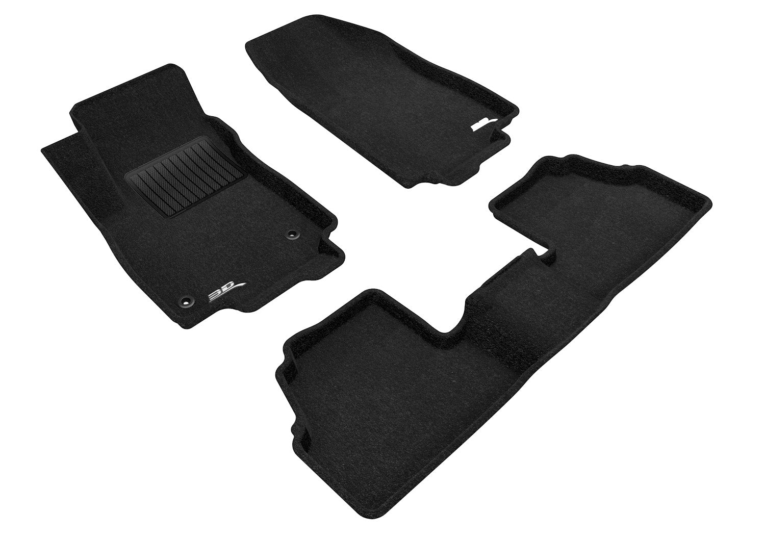 3D ELEGANT FLOOR MAT 2 ROW SET BLCK