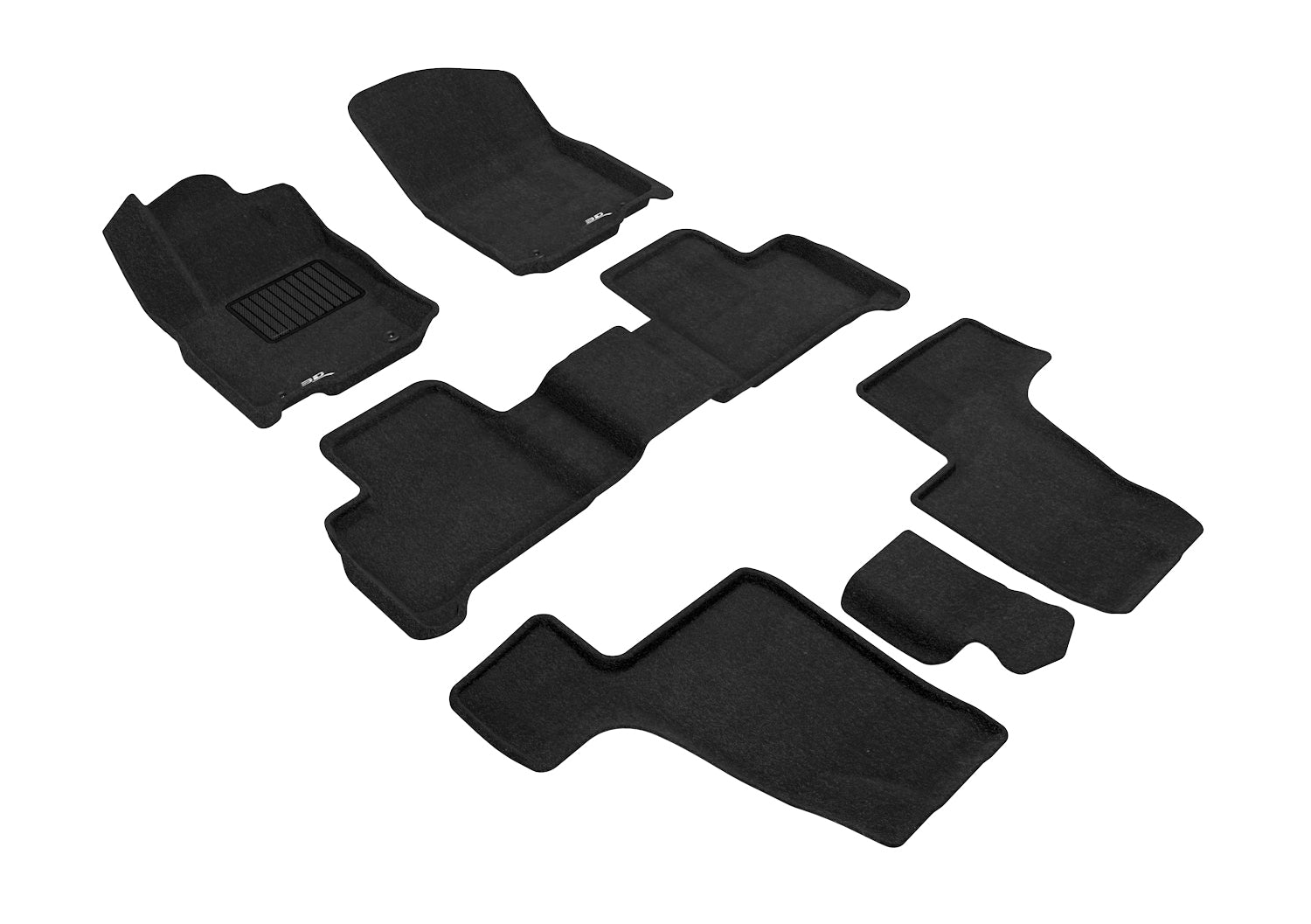 3D ELEGANT FLOOR MAT 3 ROW SET BLCK