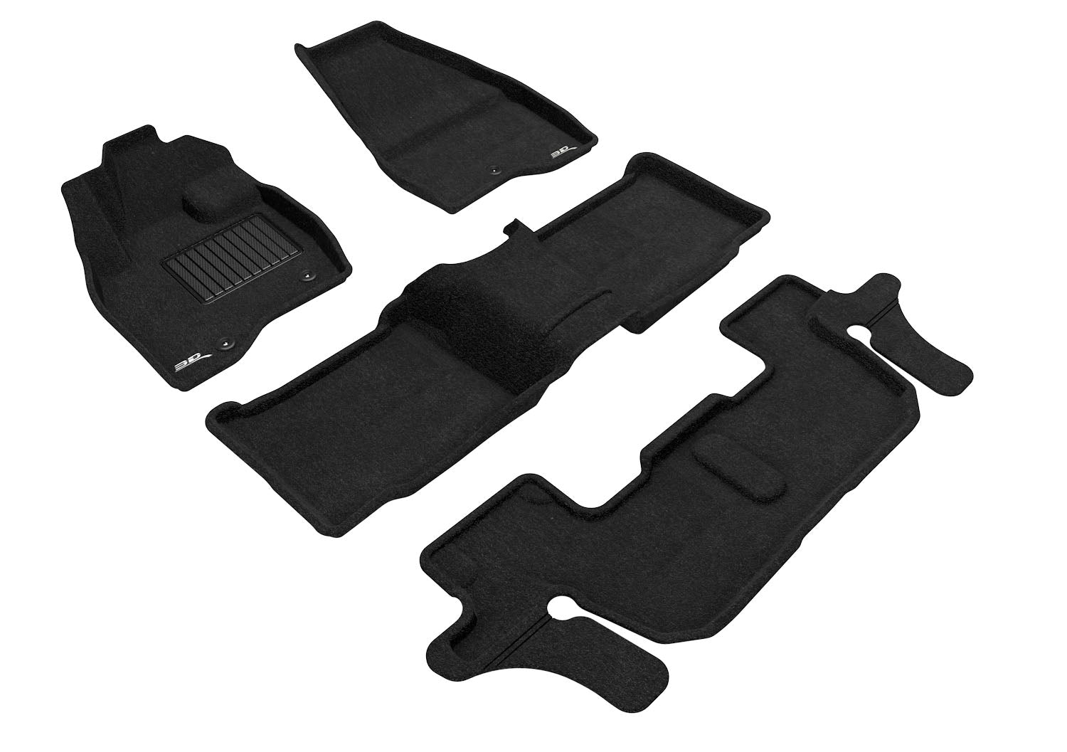 3D ELEGANT FLOOR MAT 3 ROW SET BLCK