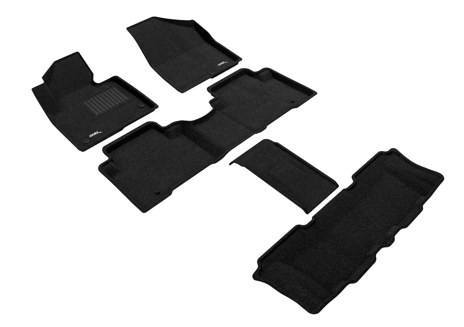 3D ELEGANT FLOOR MAT 3 ROW SET BLCK