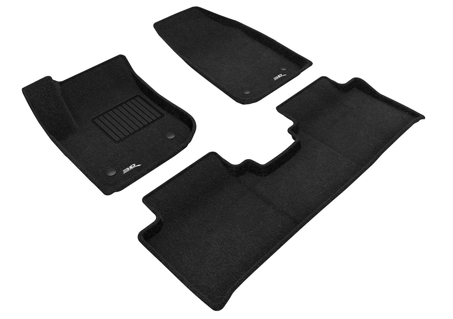 3D ELEGANT FLOOR MAT 2 ROW SET BLCK