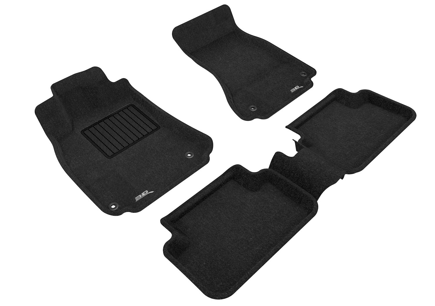 3D ELEGANT FLOOR MAT 2 ROW SET BLCK