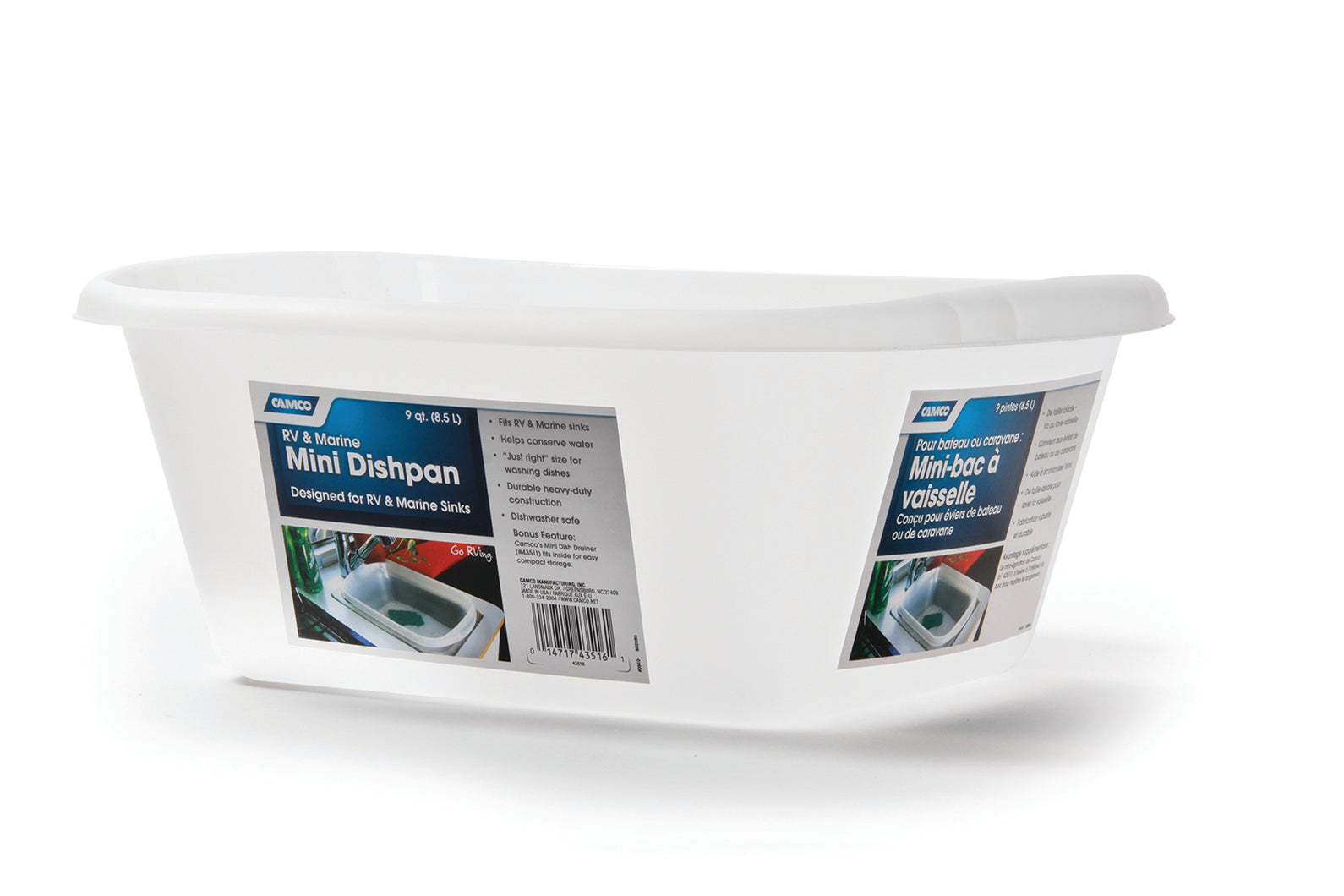 CAMCO 43516 RV and Marine Mini Dish Wash Pan | Helps Conserve Water | Holds 9-Quarts