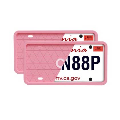 Pink License Plate Frame - Protects from Scratches | No-Rattle Fit Silicone Cover for US Plates - 2pcs